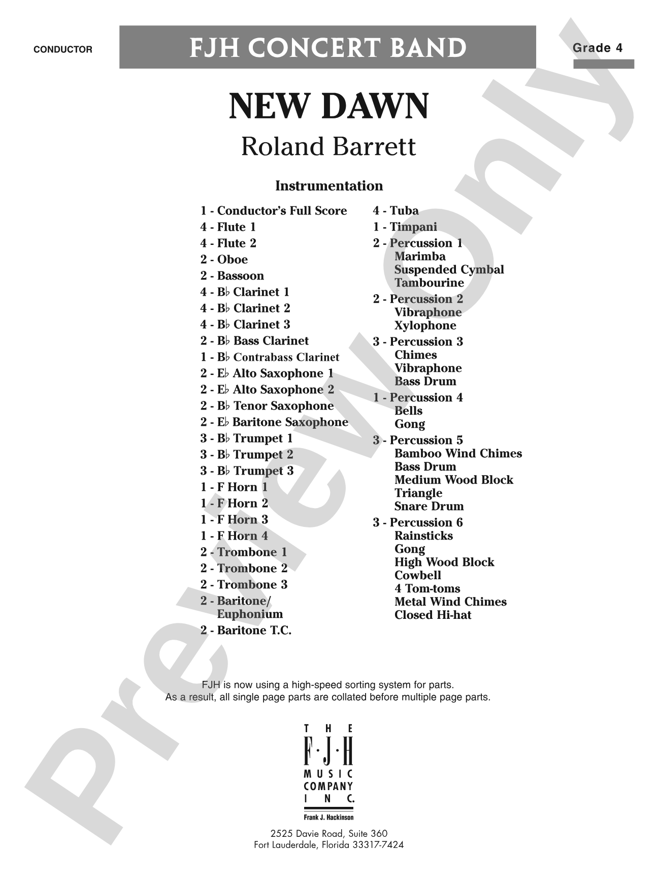 New Dawn: Concert Band Conductor Score & Parts