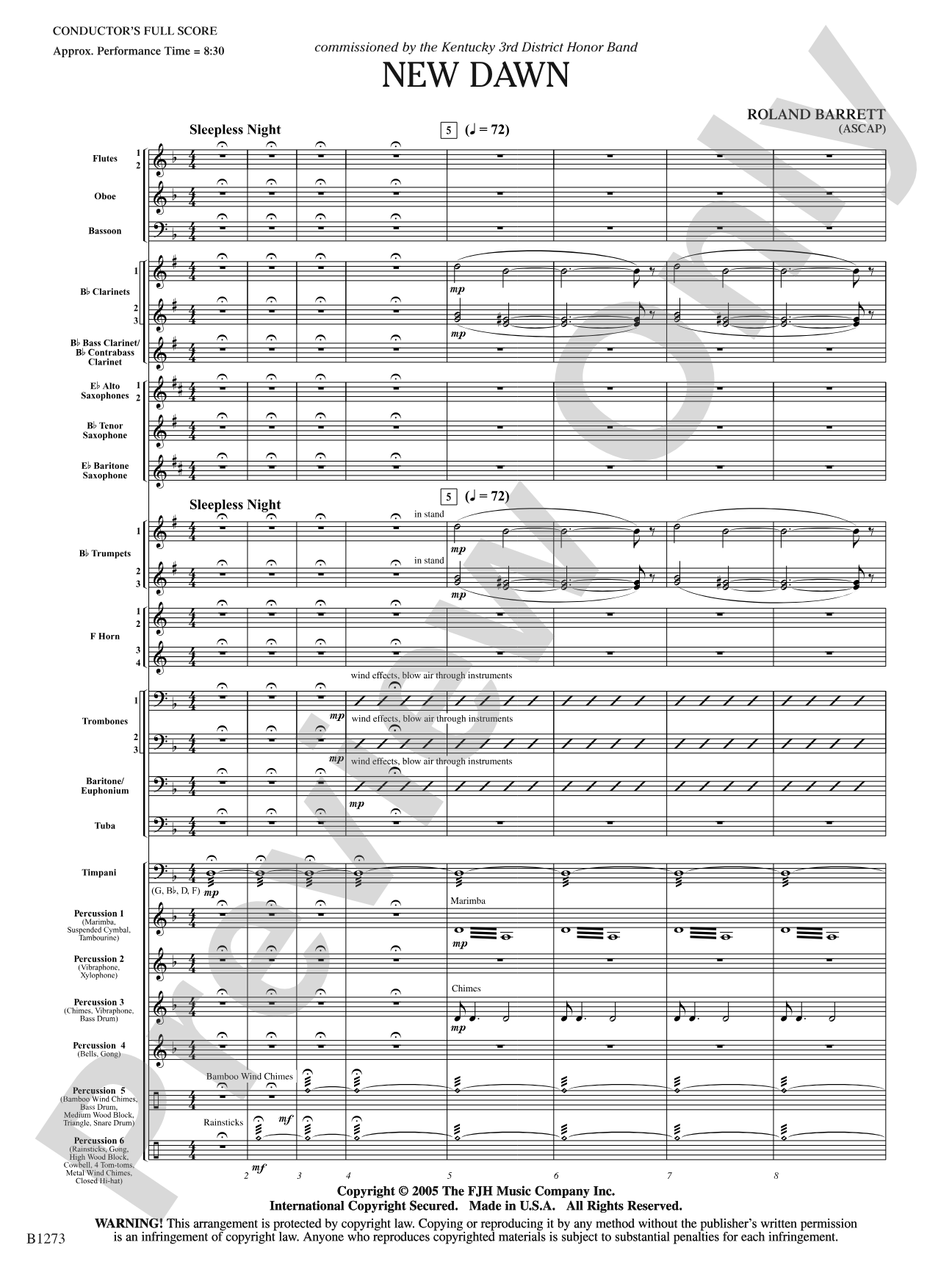 New Dawn: Concert Band Conductor Score & Parts