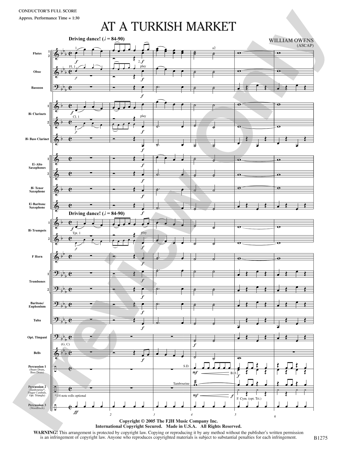 At a Turkish Market: Concert Band Conductor Score & Parts