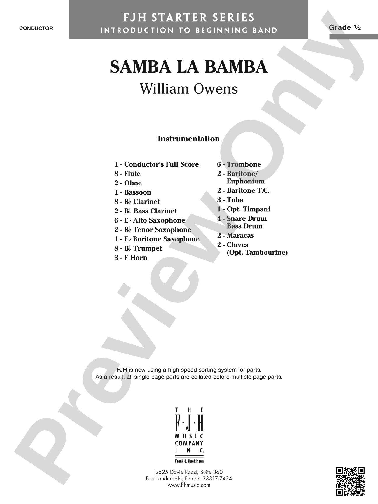 Samba La Bamba: Concert Band Conductor Score & Parts