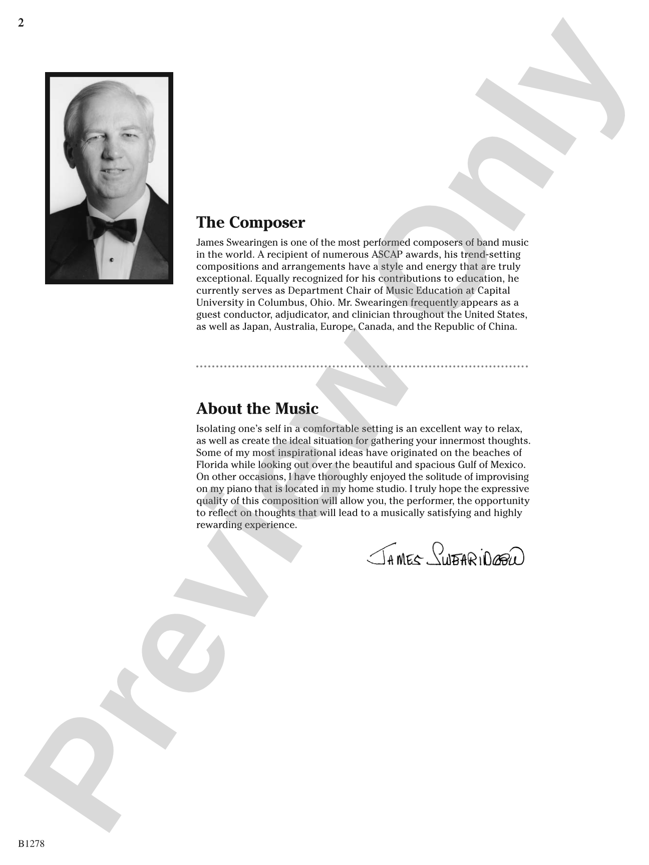 In Quiet Times: Concert Band Conductor Score & Parts