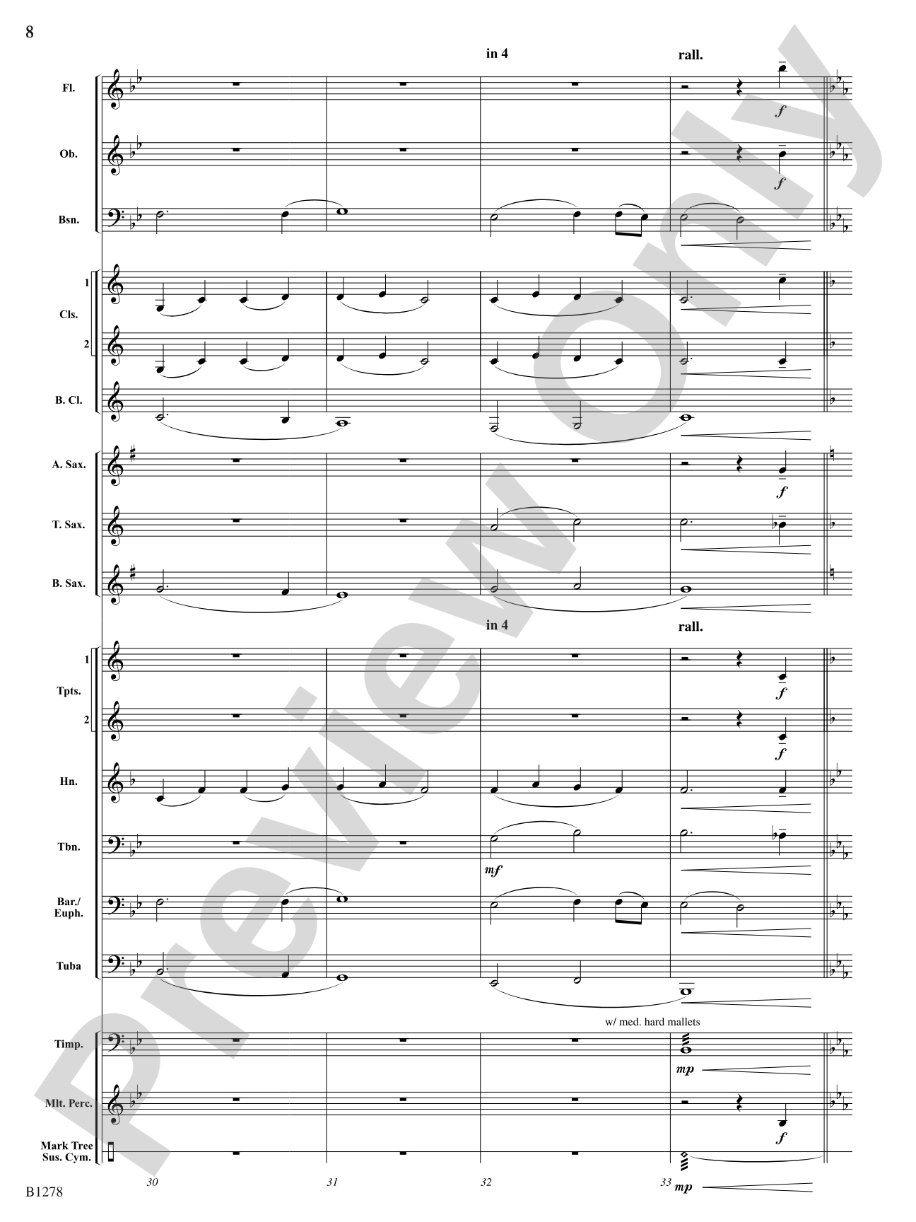 In Quiet Times: Concert Band Conductor Score & Parts