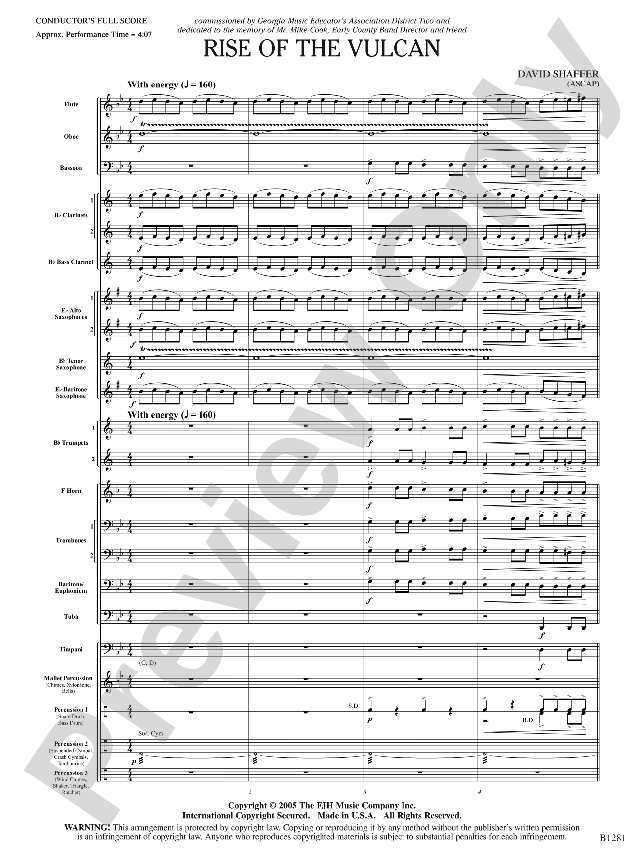 Rise of the Vulcan: Concert Band Conductor Score & Parts