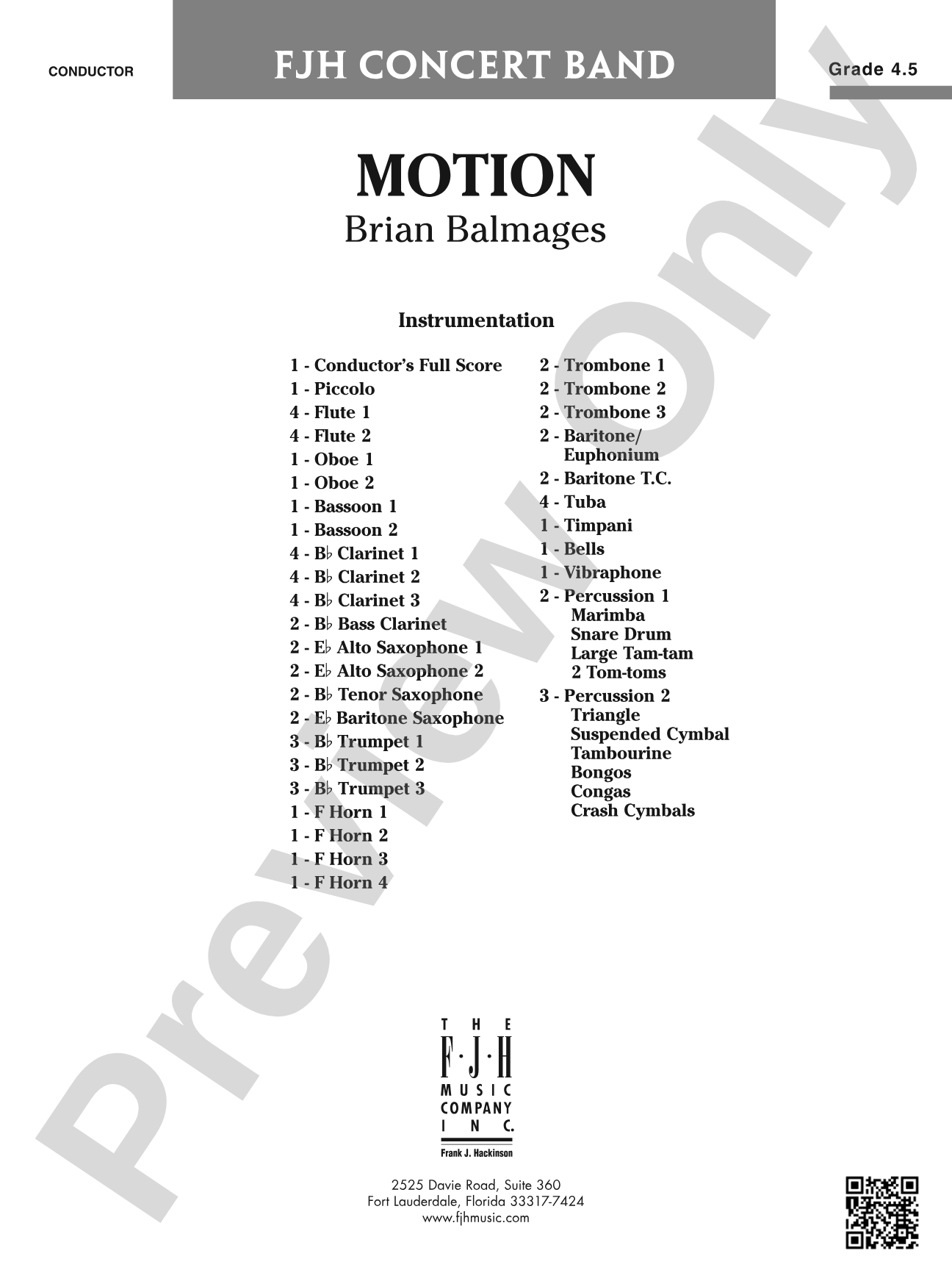 Motion: Concert Band Conductor Score & Parts