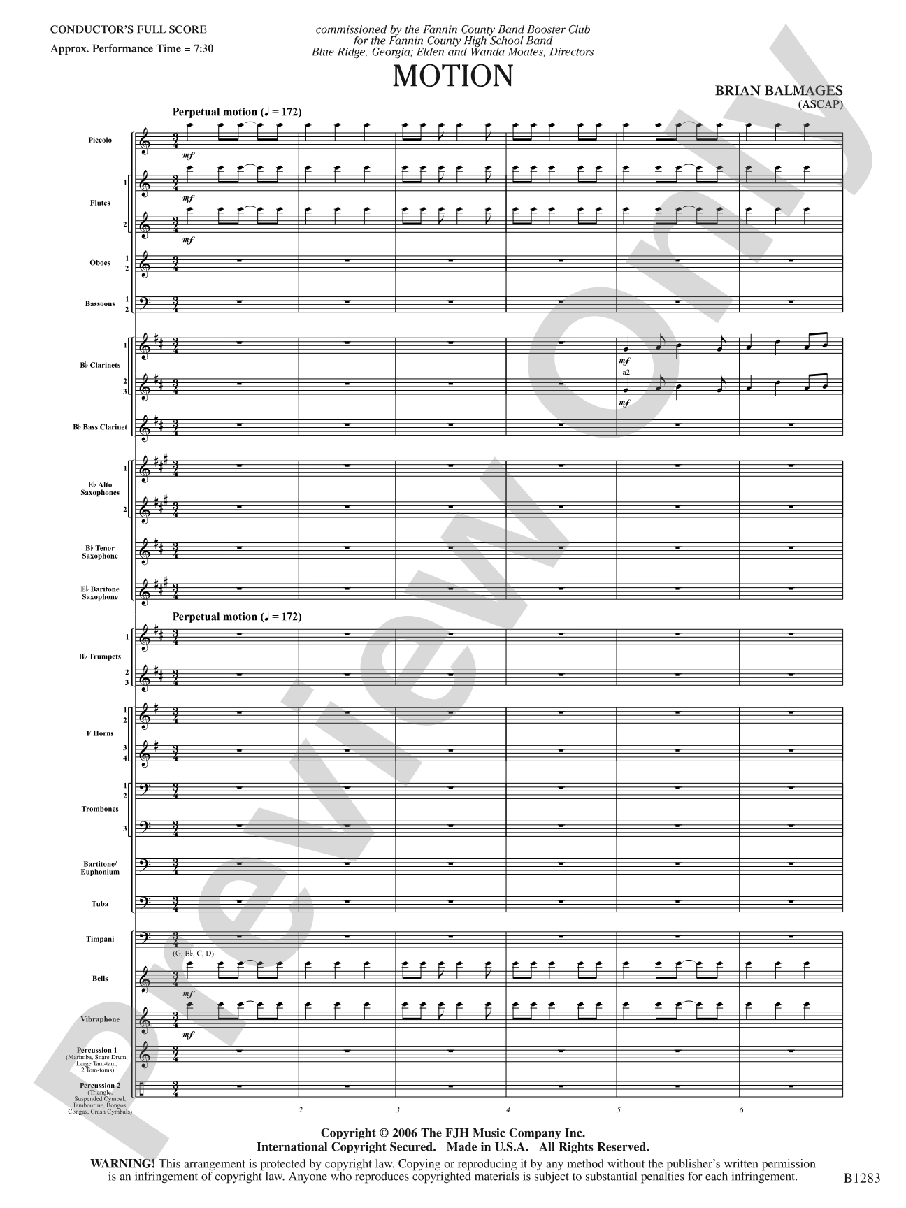 Motion: Concert Band Conductor Score & Parts