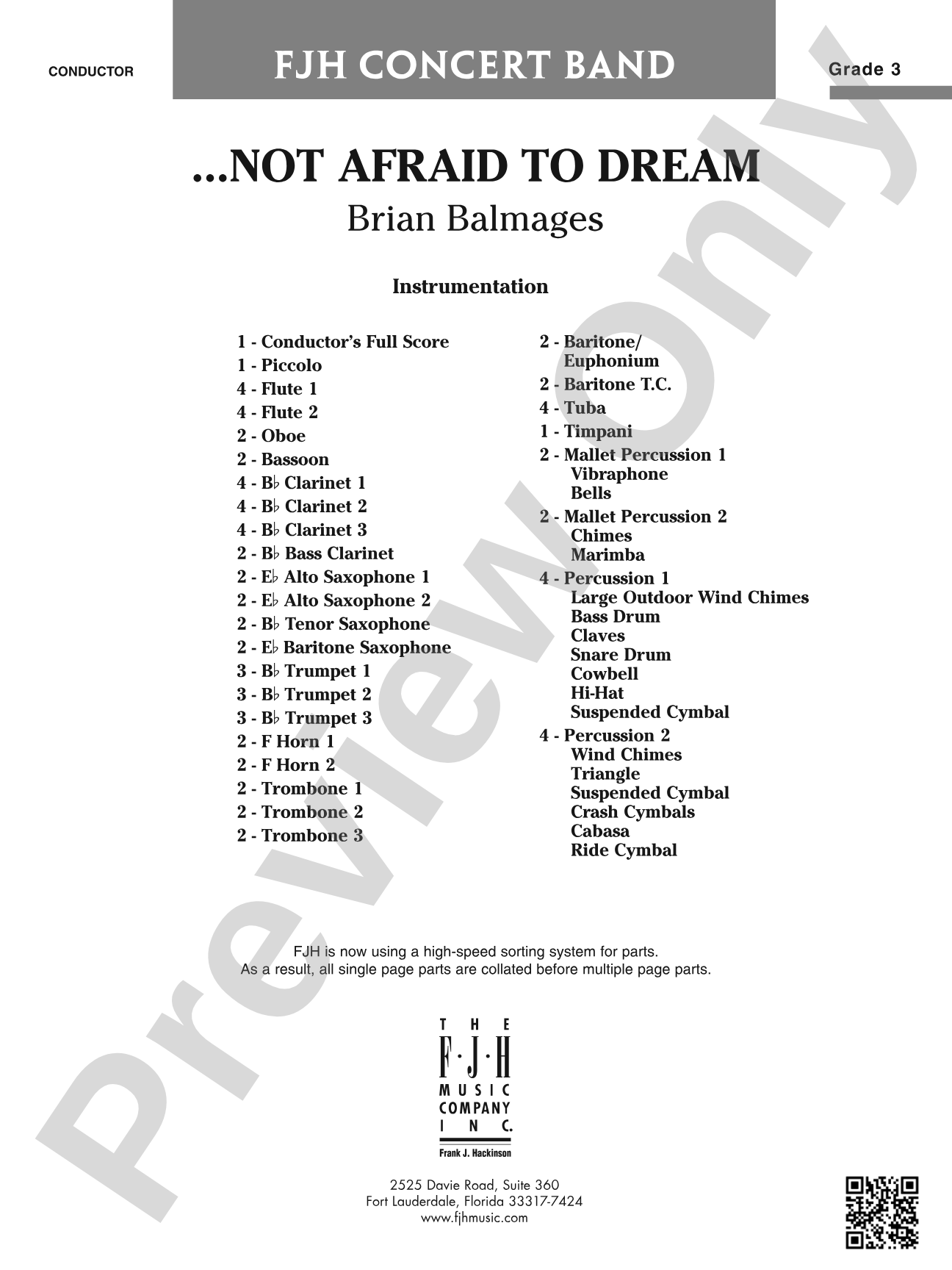 ...Not Afraid to Dream: Concert Band Conductor Score & Parts