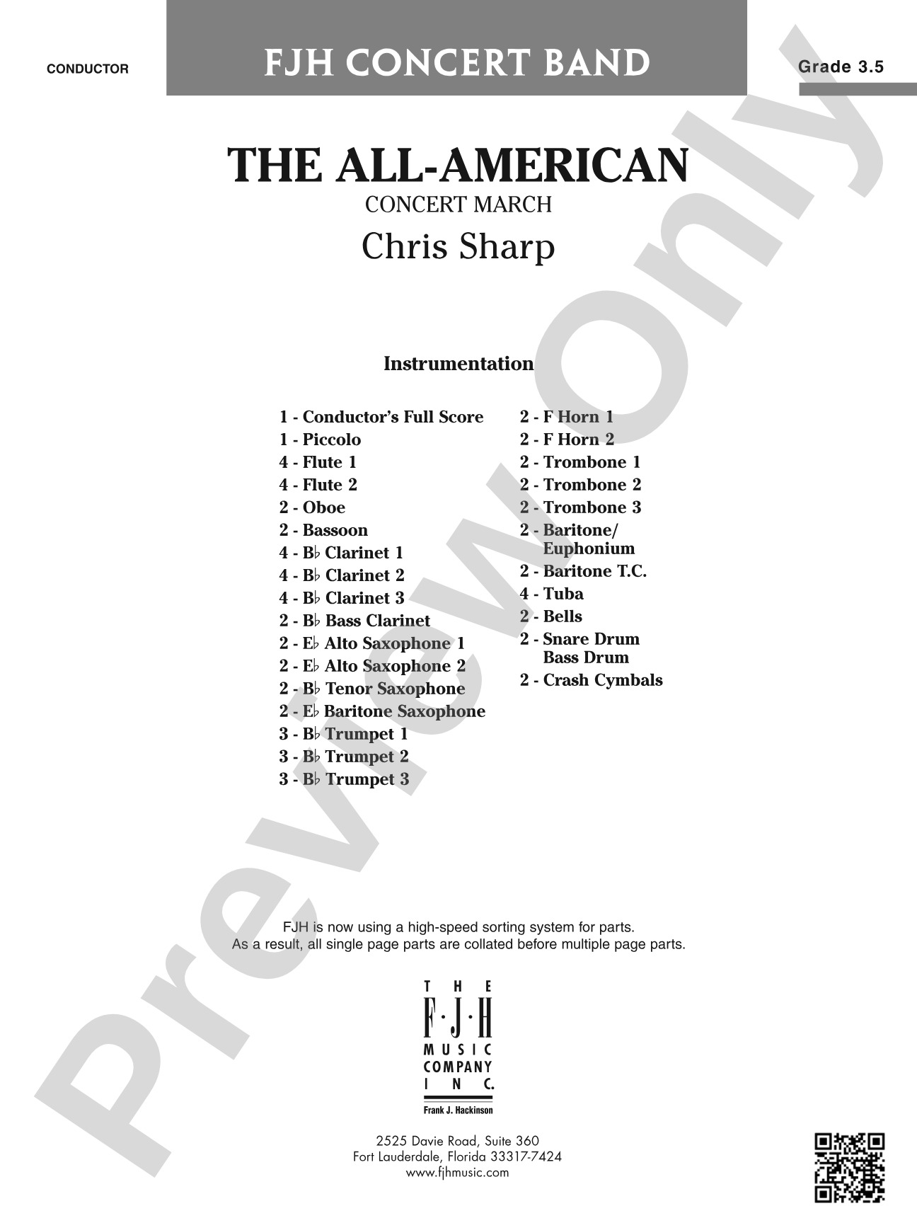 The All-American (Concert March): Concert Band Conductor Score & Parts