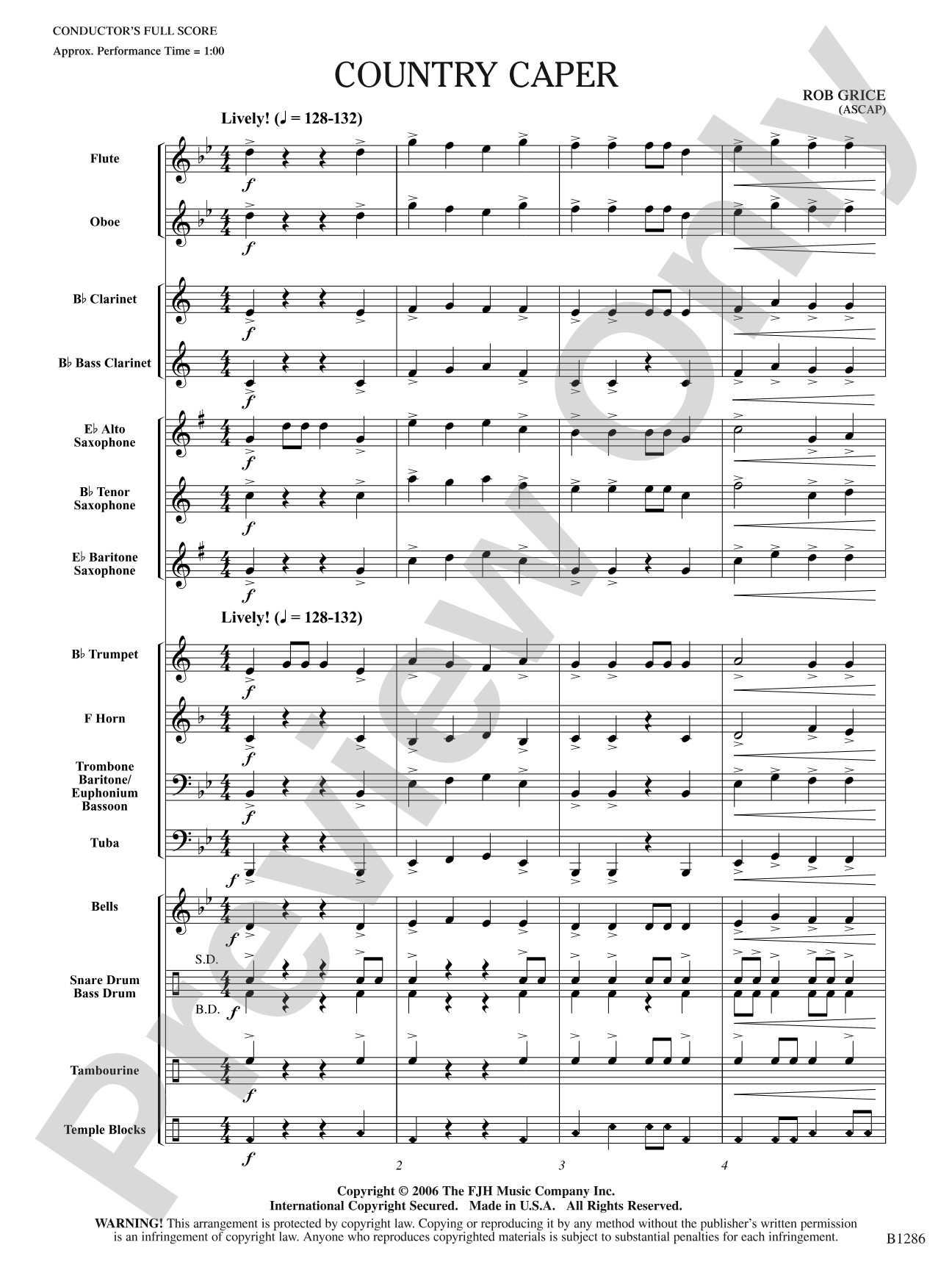 Country Caper: Concert Band Conductor Score & Parts