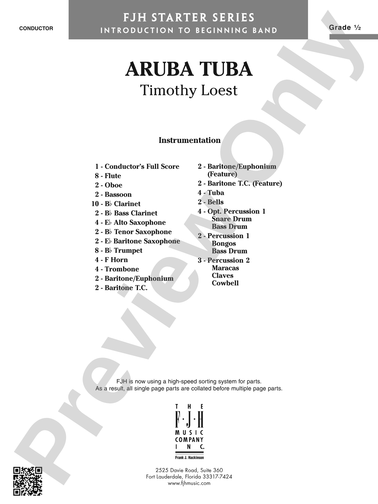 Aruba Tuba: Concert Band Conductor Score & Parts