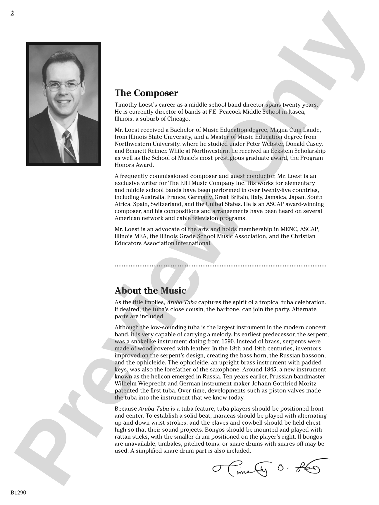 Aruba Tuba: Concert Band Conductor Score & Parts