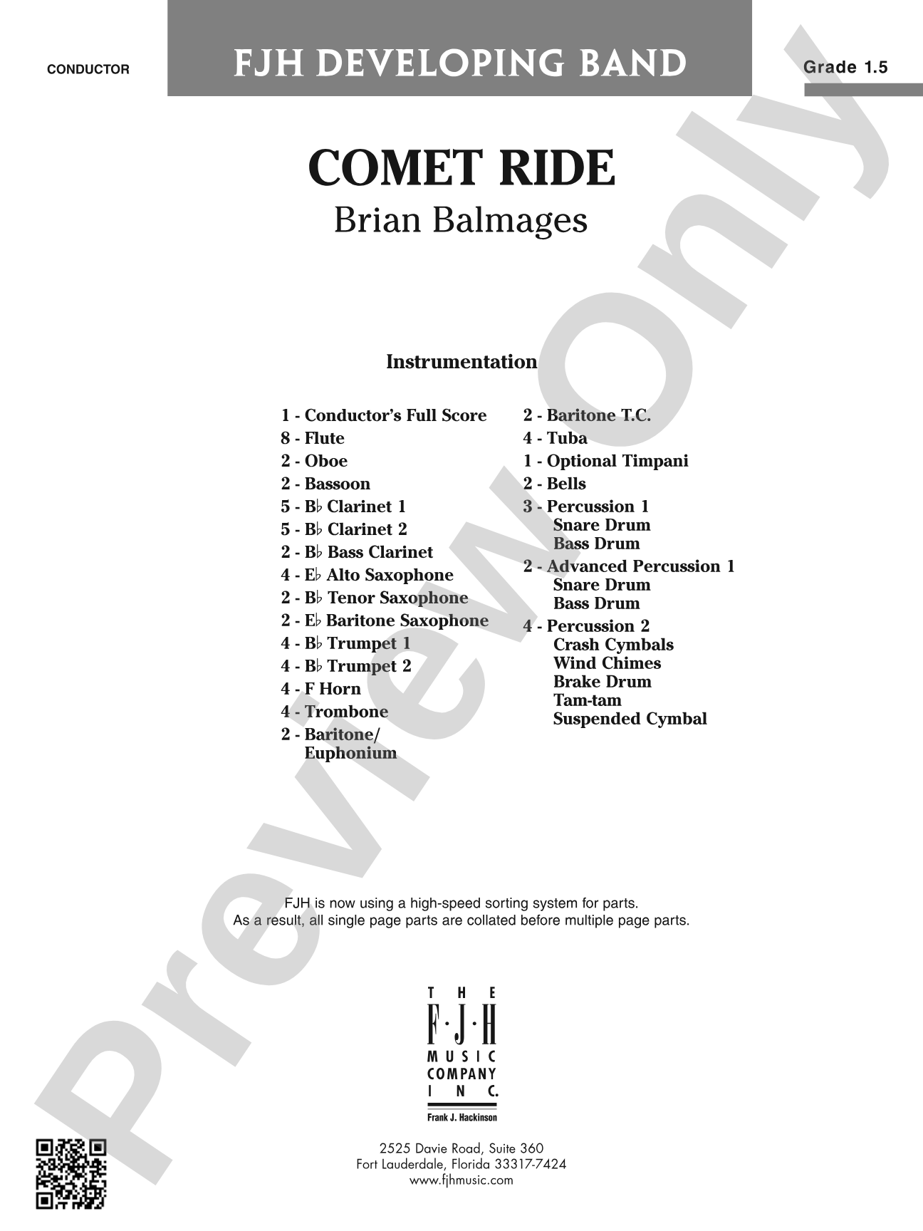 Comet Ride: Concert Band Conductor Score & Parts