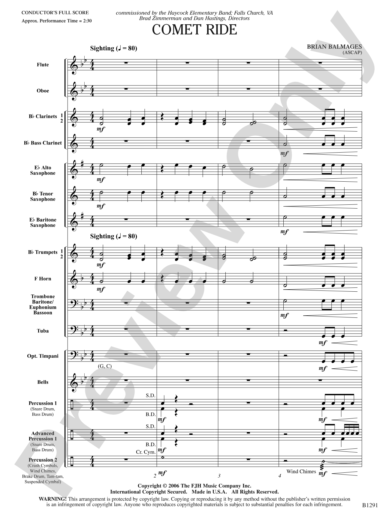 Comet Ride: Concert Band Conductor Score & Parts