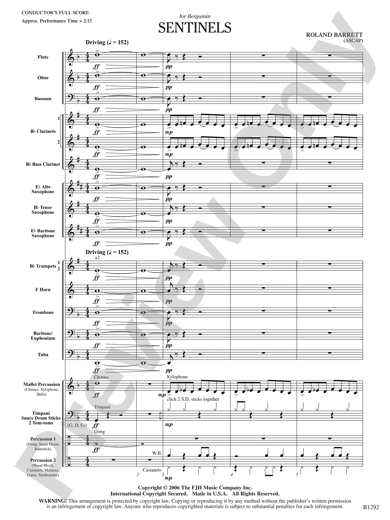 Sentinels: Concert Band Conductor Score & Parts