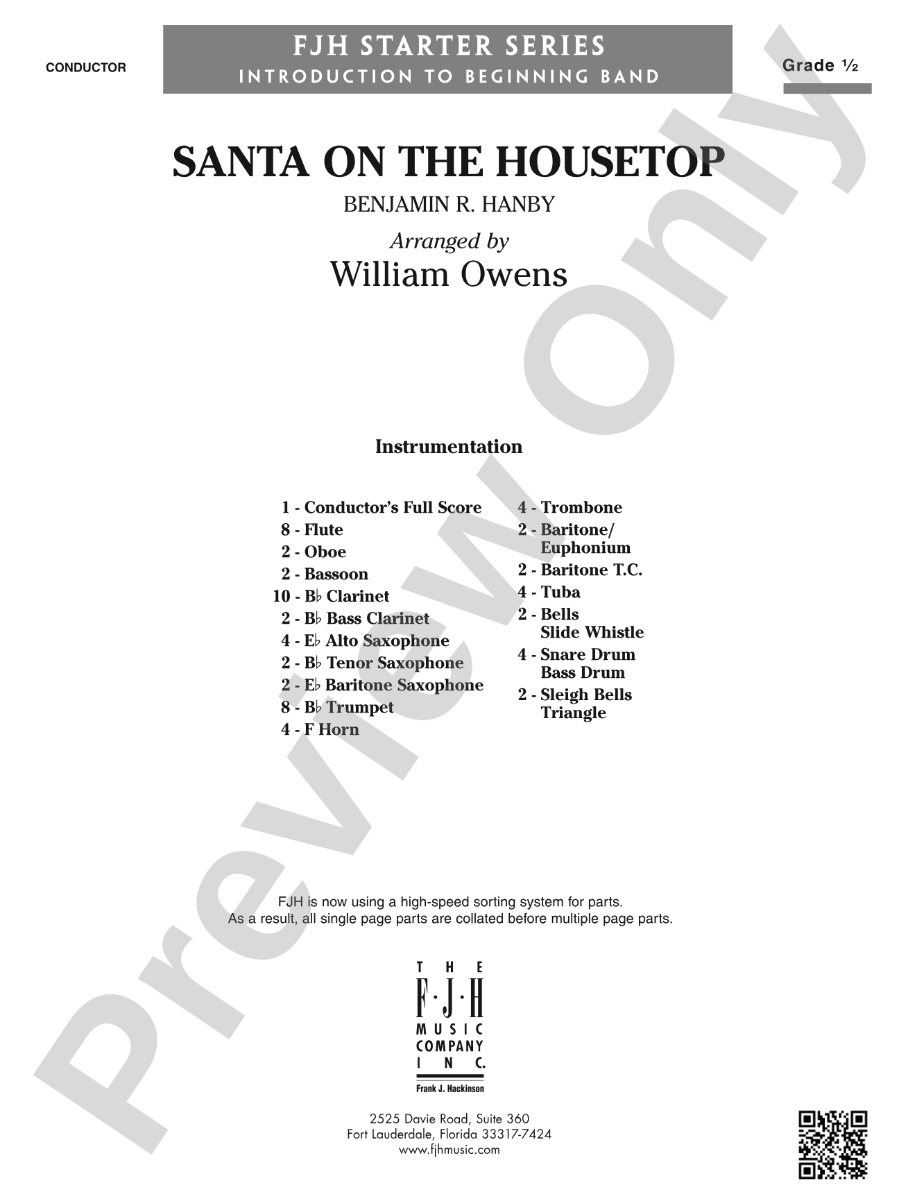 Santa on the Housetop: Concert Band Conductor Score & Parts