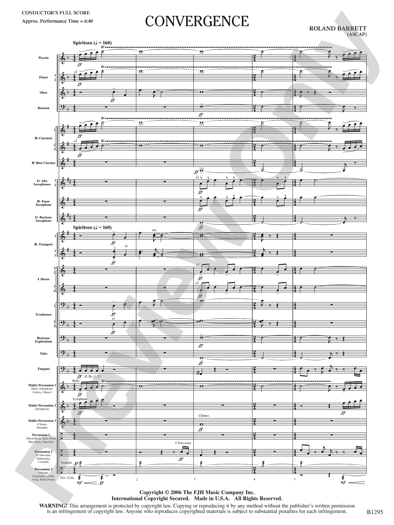 Convergence: Concert Band Conductor Score & Parts