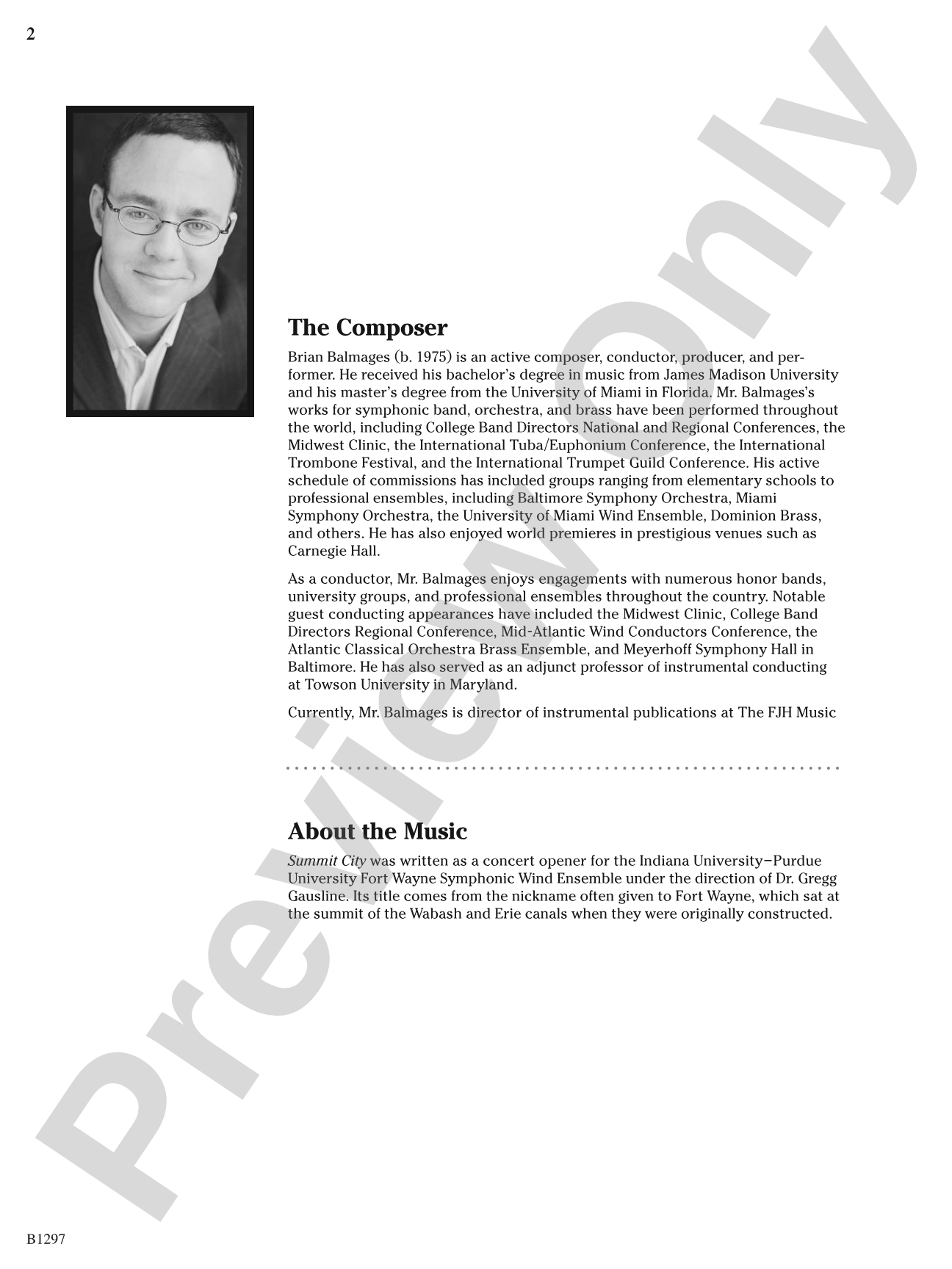 Summit City: Concert Band Conductor Score & Parts