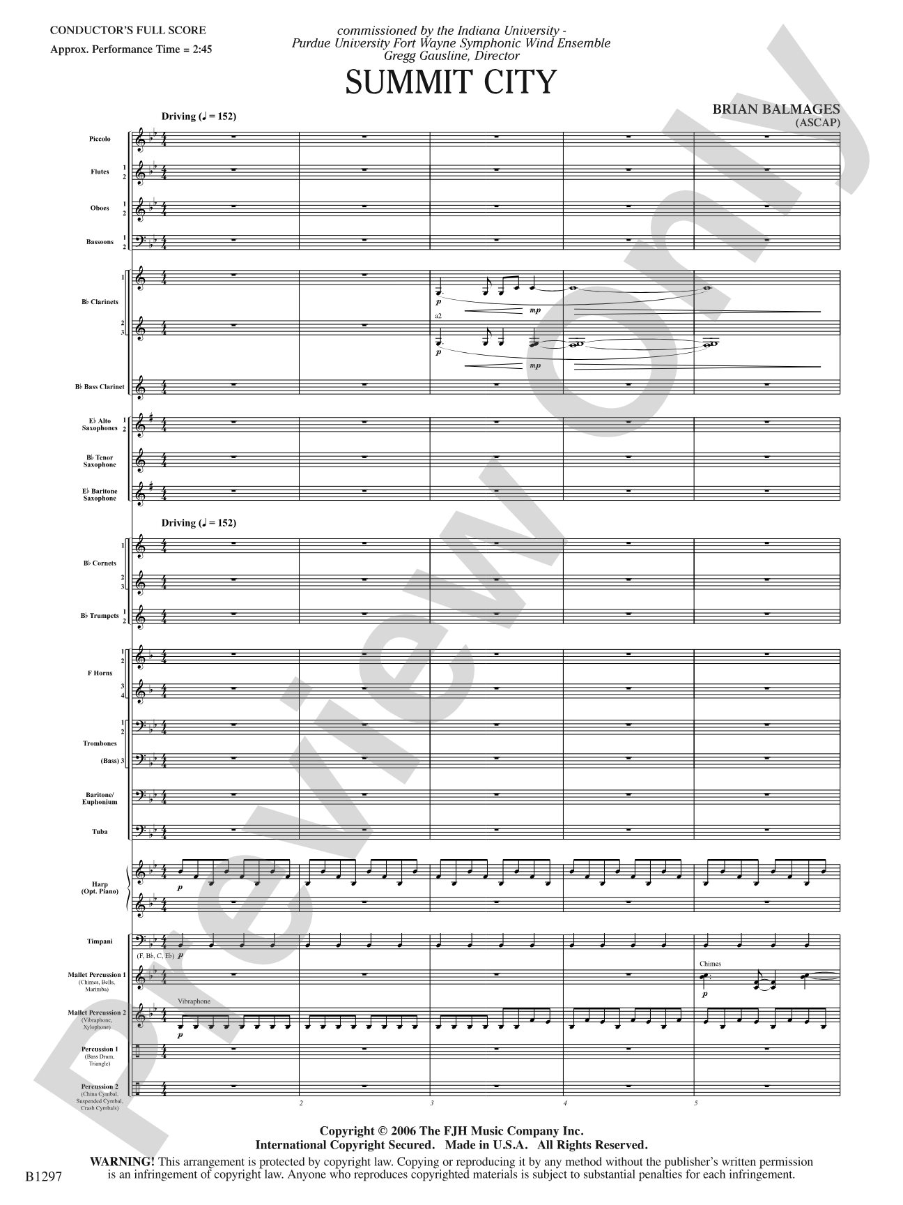 Summit City: Concert Band Conductor Score & Parts