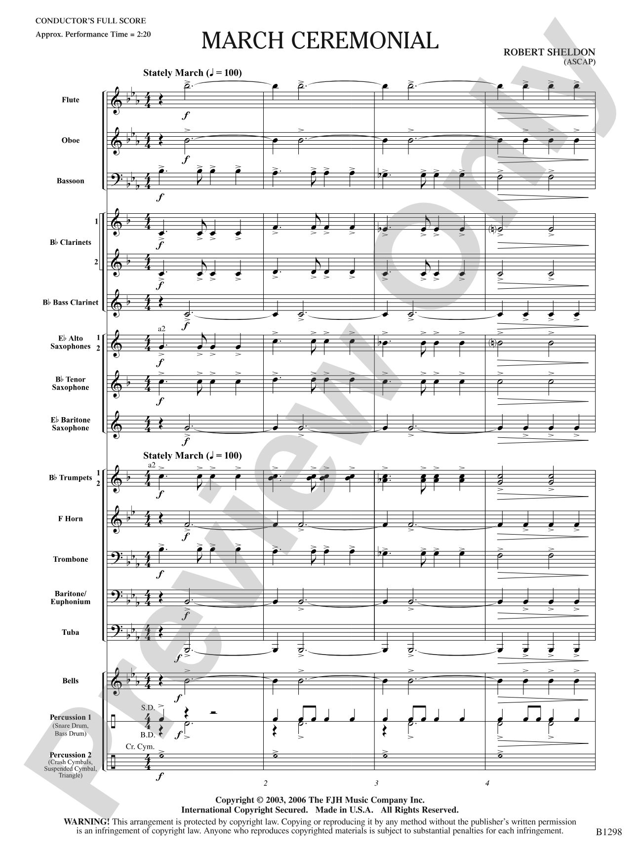 March Ceremonial: Concert Band Conductor Score & Parts