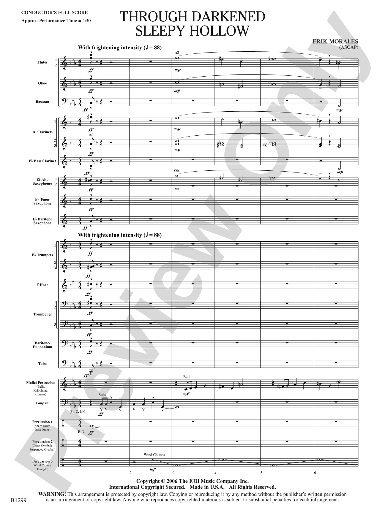 Through Darkened Sleepy Hollow: Concert Band Conductor Score & Parts