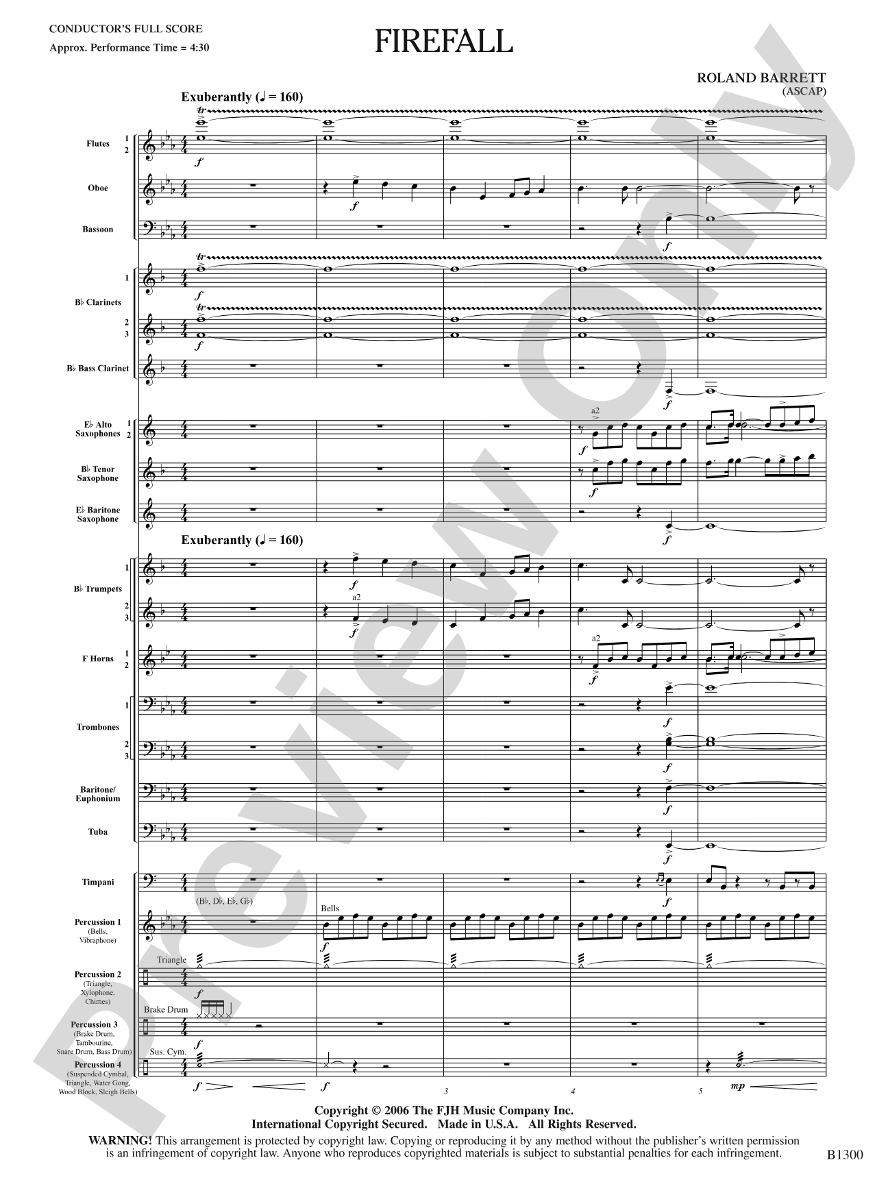 Firefall: Concert Band Conductor Score & Parts
