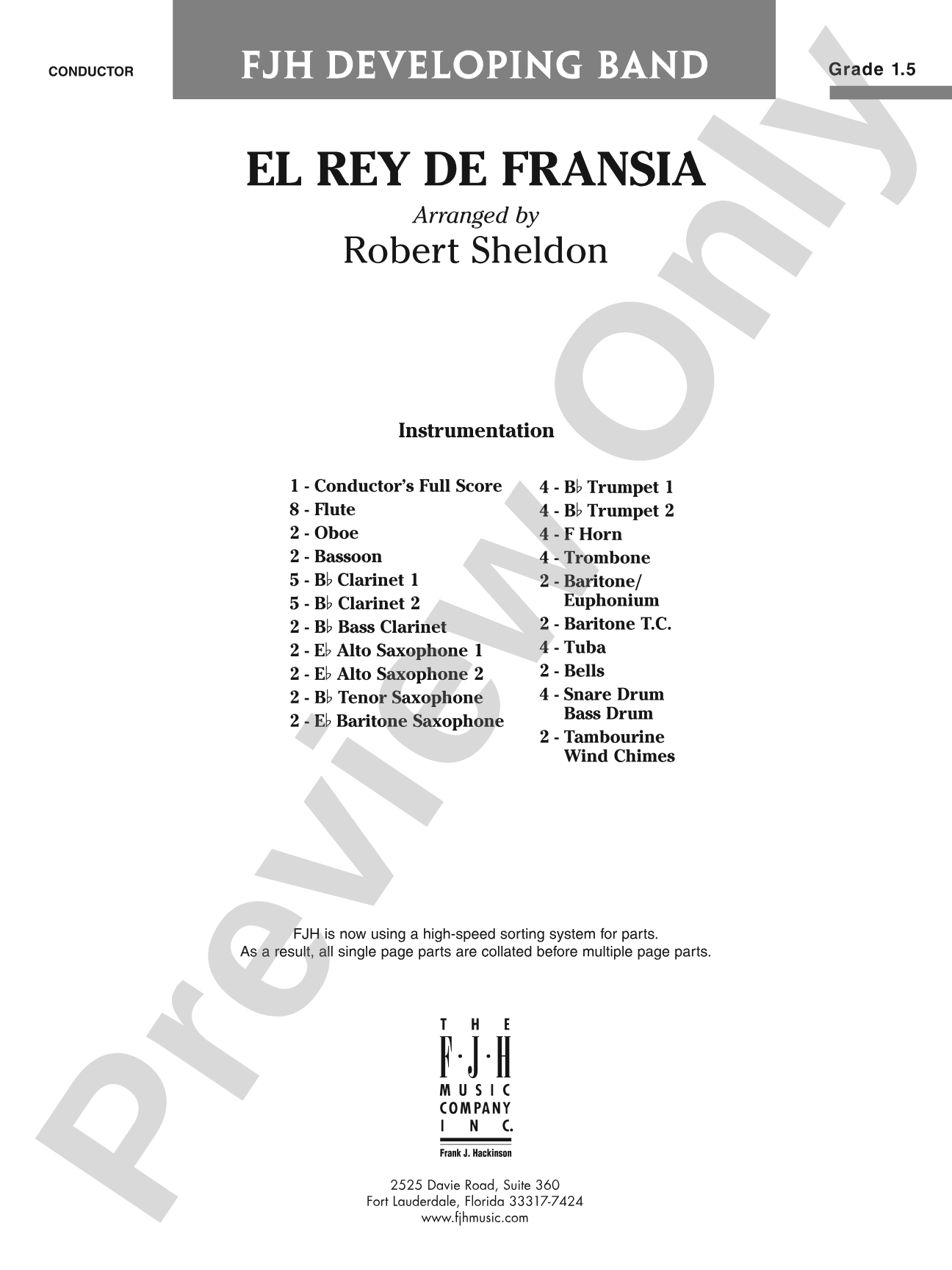 El rey de Fransia: Concert Band Conductor Score & Parts