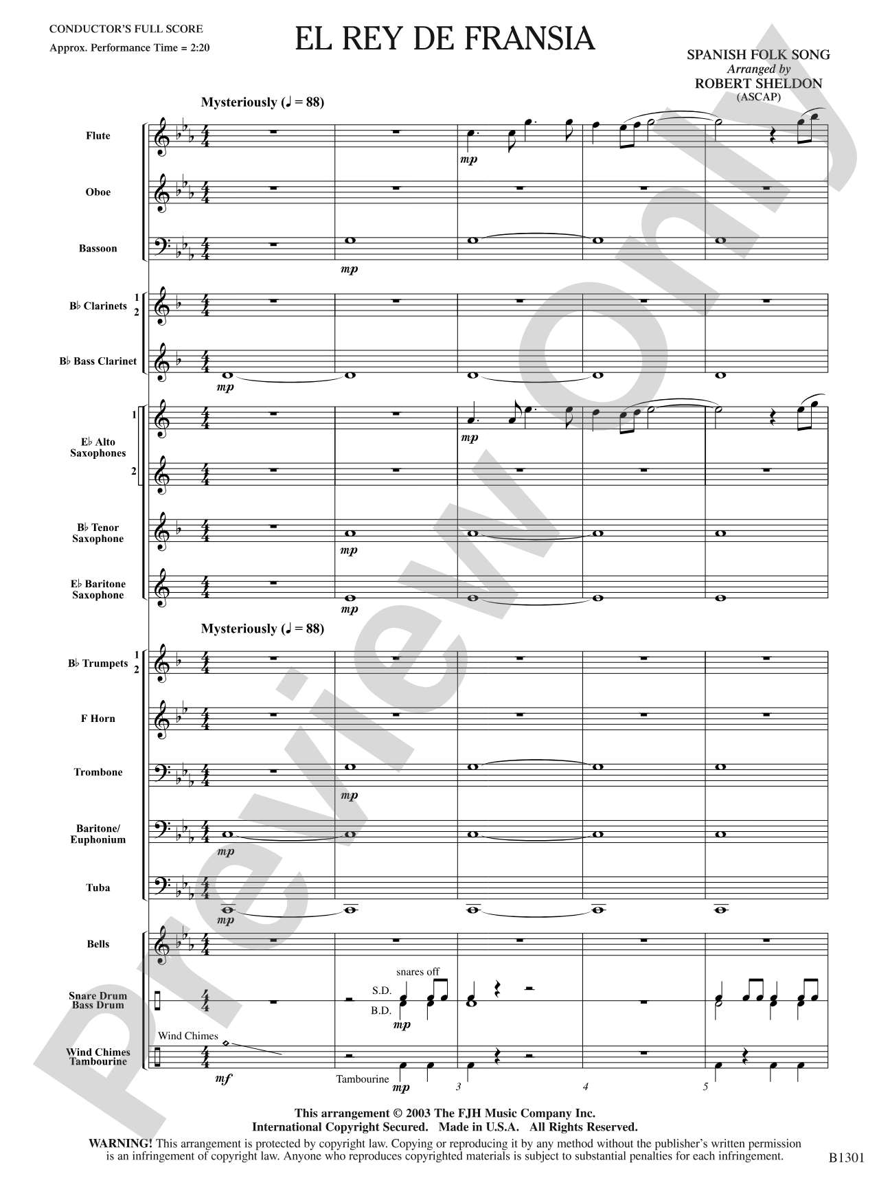 El rey de Fransia: Concert Band Conductor Score & Parts