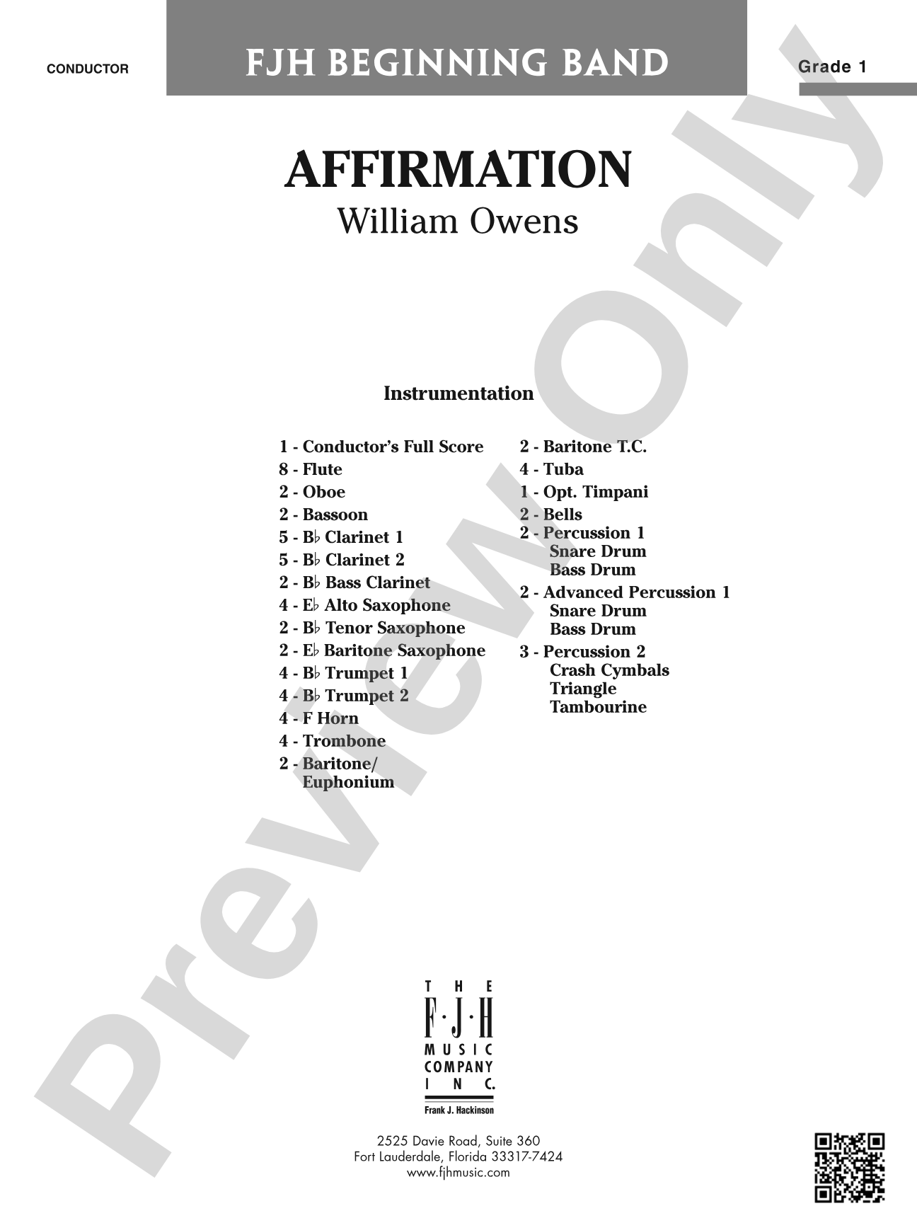 Affirmation: Concert Band Conductor Score & Parts