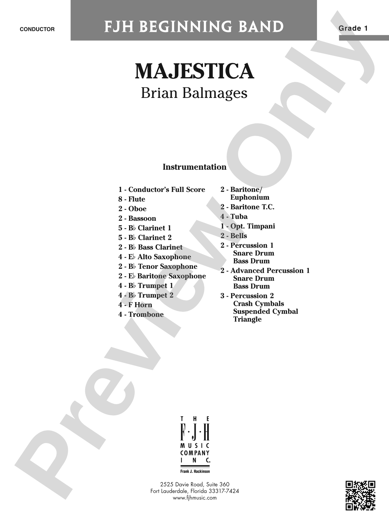 Majestica: Concert Band Conductor Score & Parts