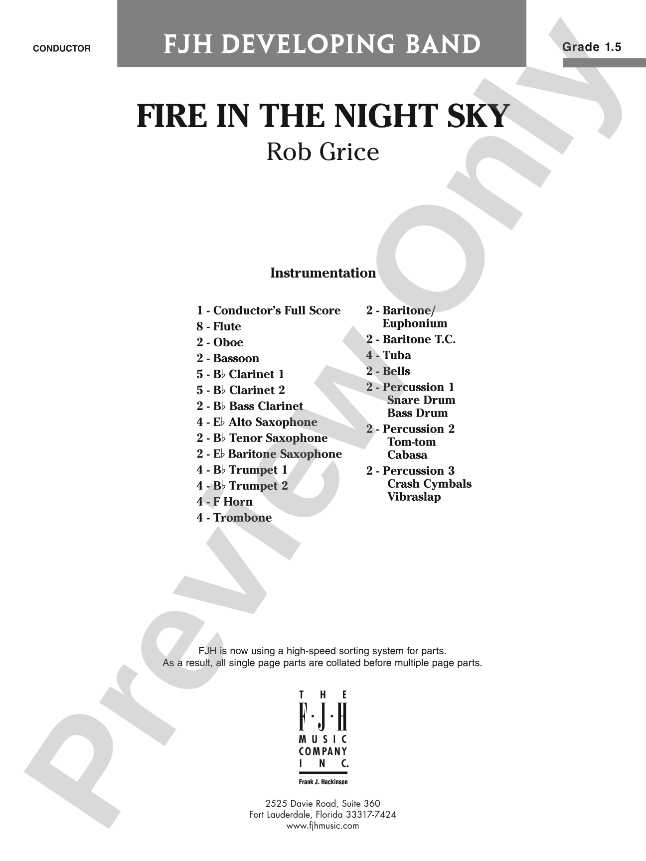 Fire in the Night Sky: Concert Band Conductor Score & Parts