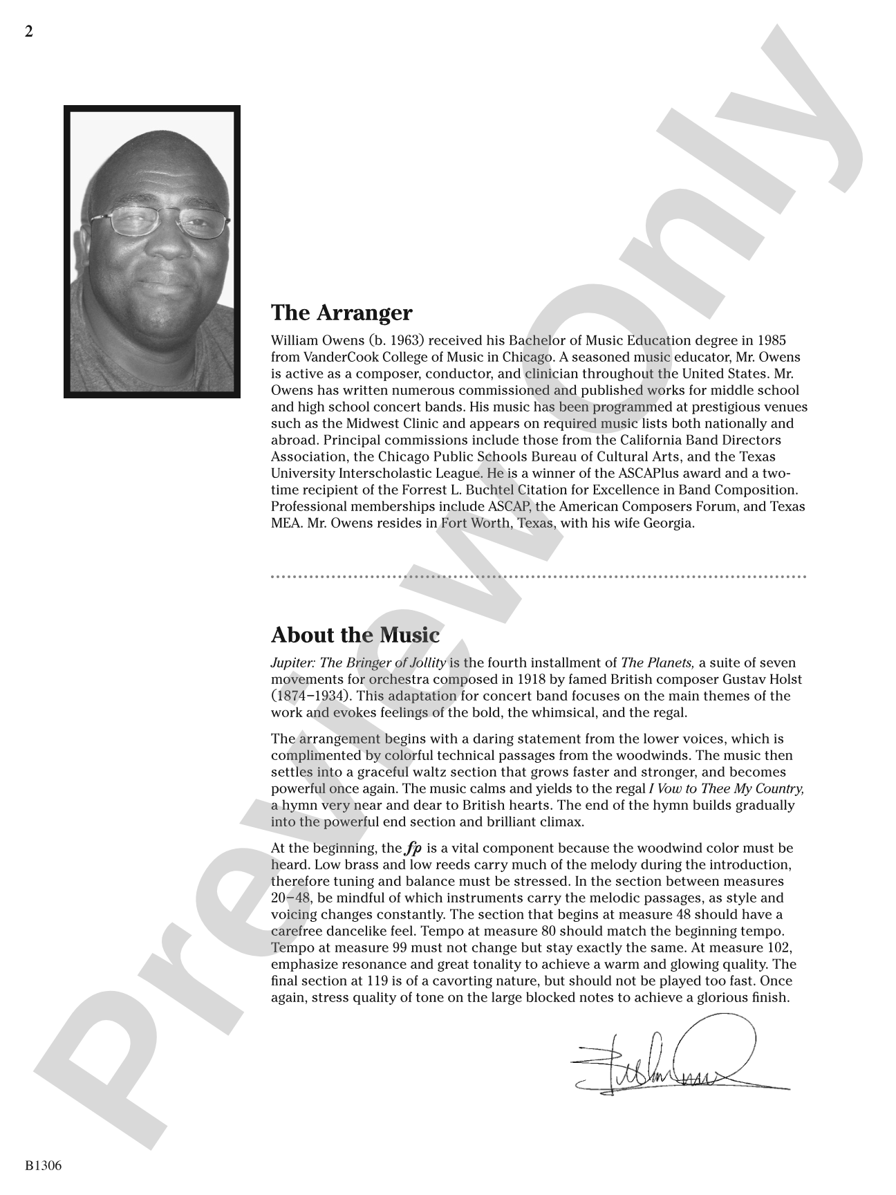 Jupiter (from The Planets): Concert Band Conductor Score & Parts