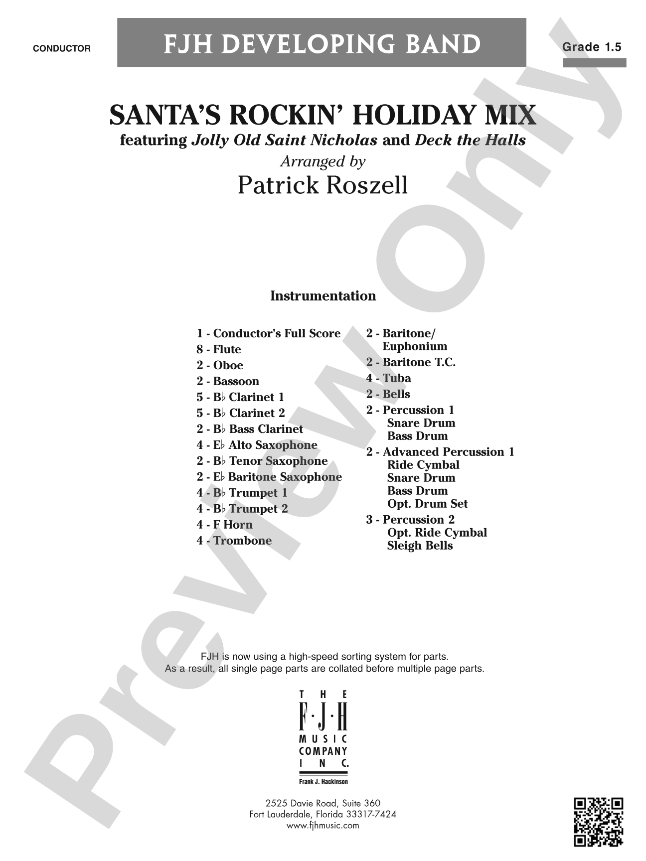 Santa's Rockin' Holiday Mix (featuring Jolly Old Saint Nicholas and Deck the Halls): Concert Band Conductor Score & Parts