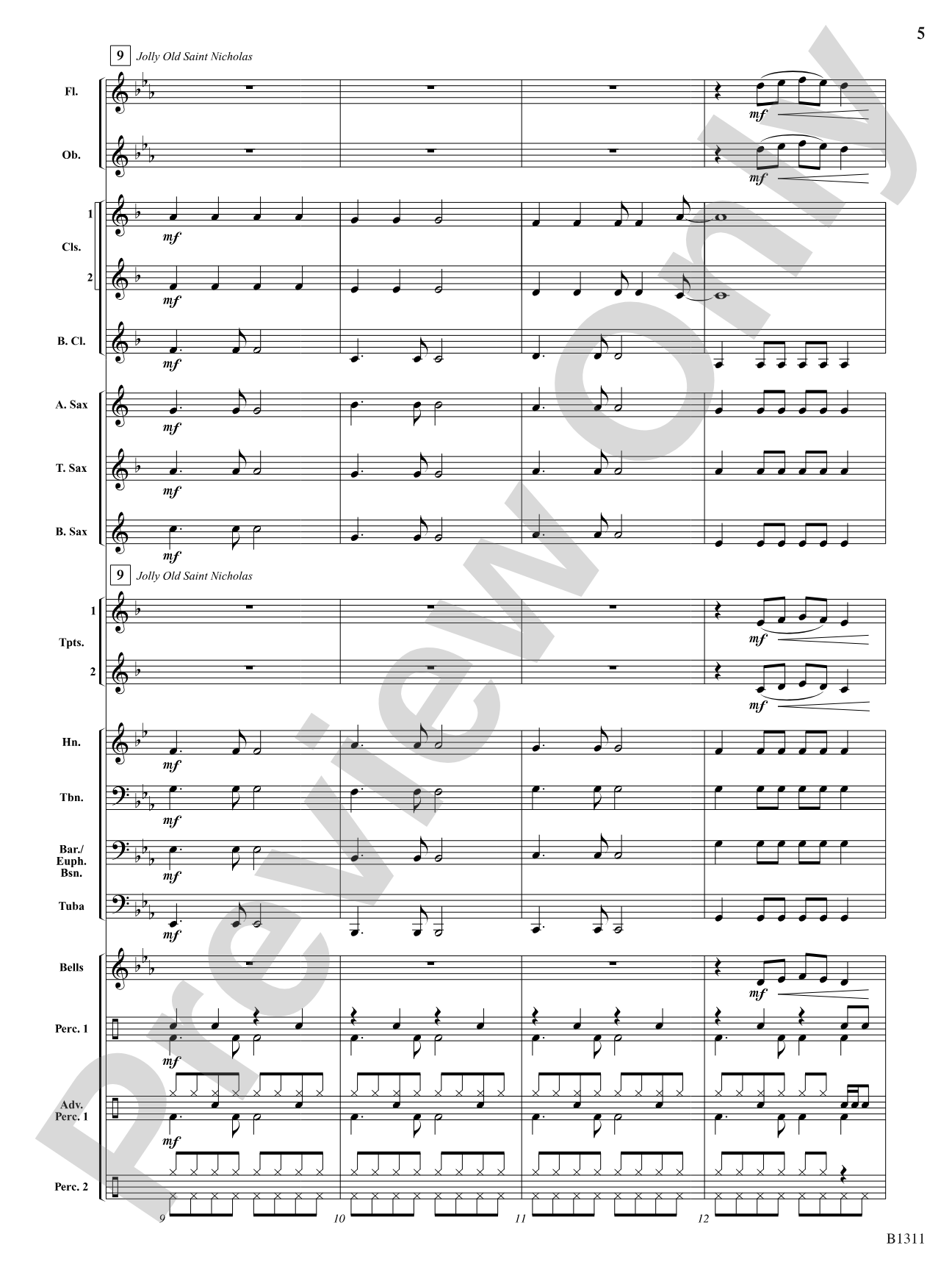 Santa's Rockin' Holiday Mix (featuring Jolly Old Saint Nicholas and Deck the Halls): Concert Band Conductor Score & Parts