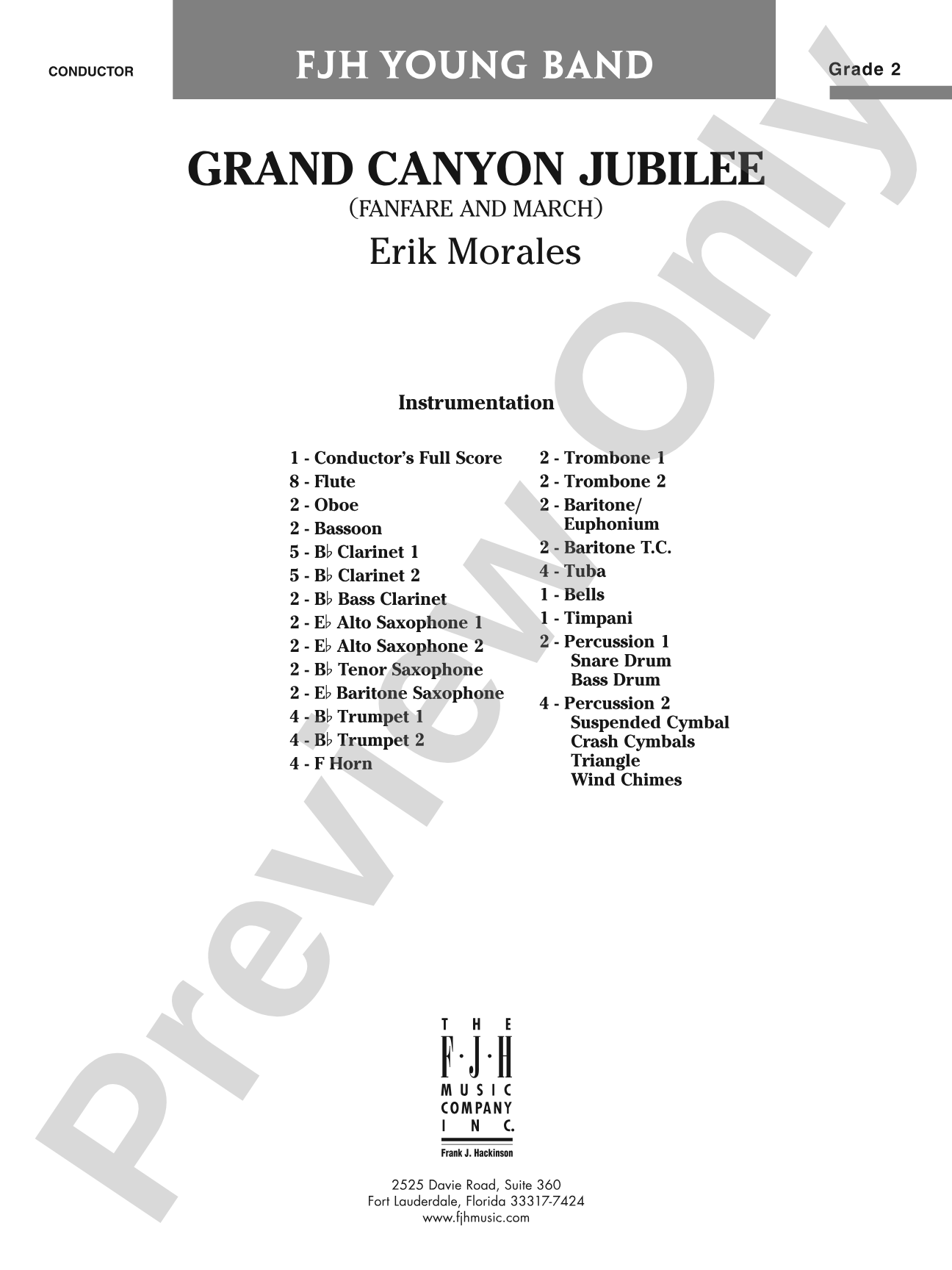 Grand Canyon Jubilee (Fanfare and March): Concert Band Conductor Score & Parts