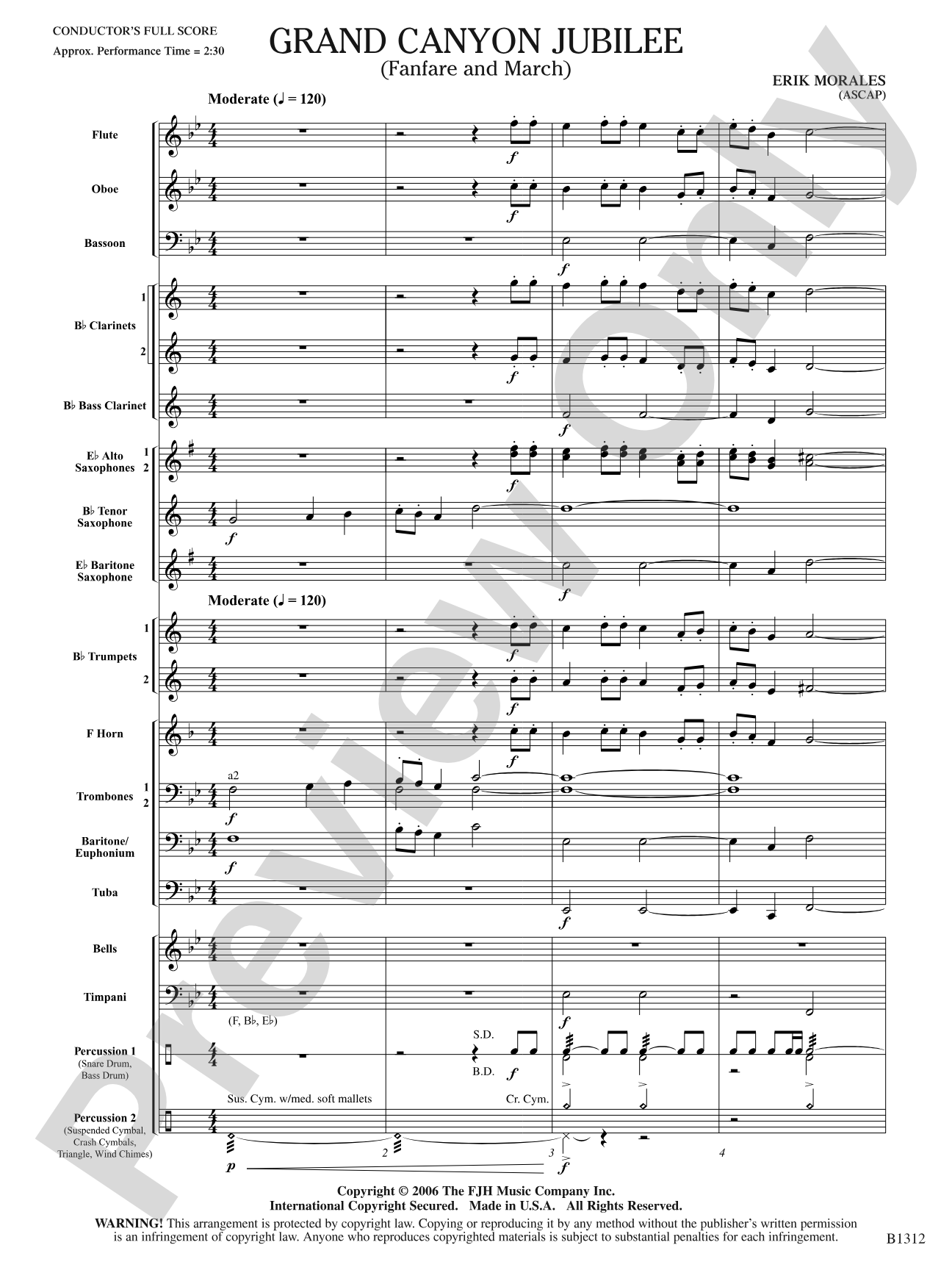 Grand Canyon Jubilee (Fanfare and March): Concert Band Conductor Score & Parts