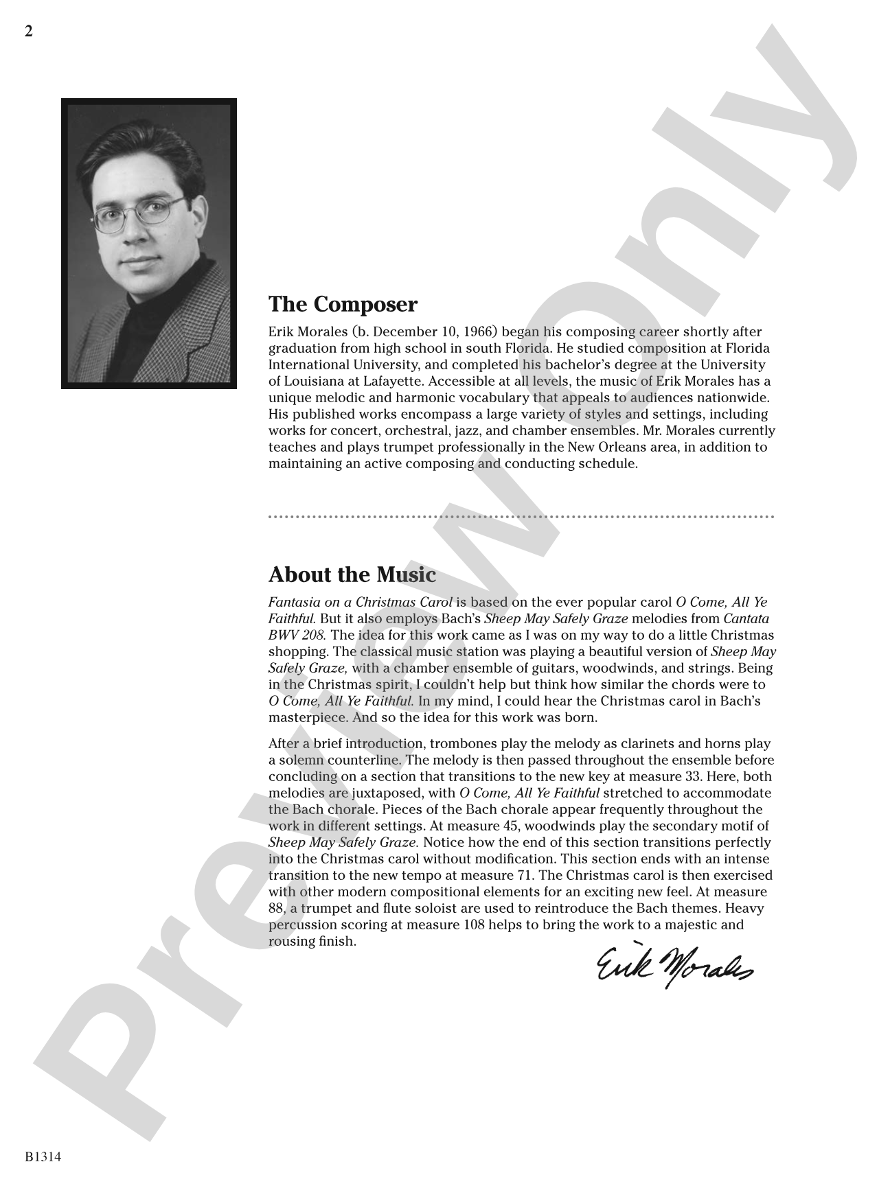 Fantasia on a Christmas Carol (based on O Come, All Ye Faithful): Concert Band Conductor Score & Parts