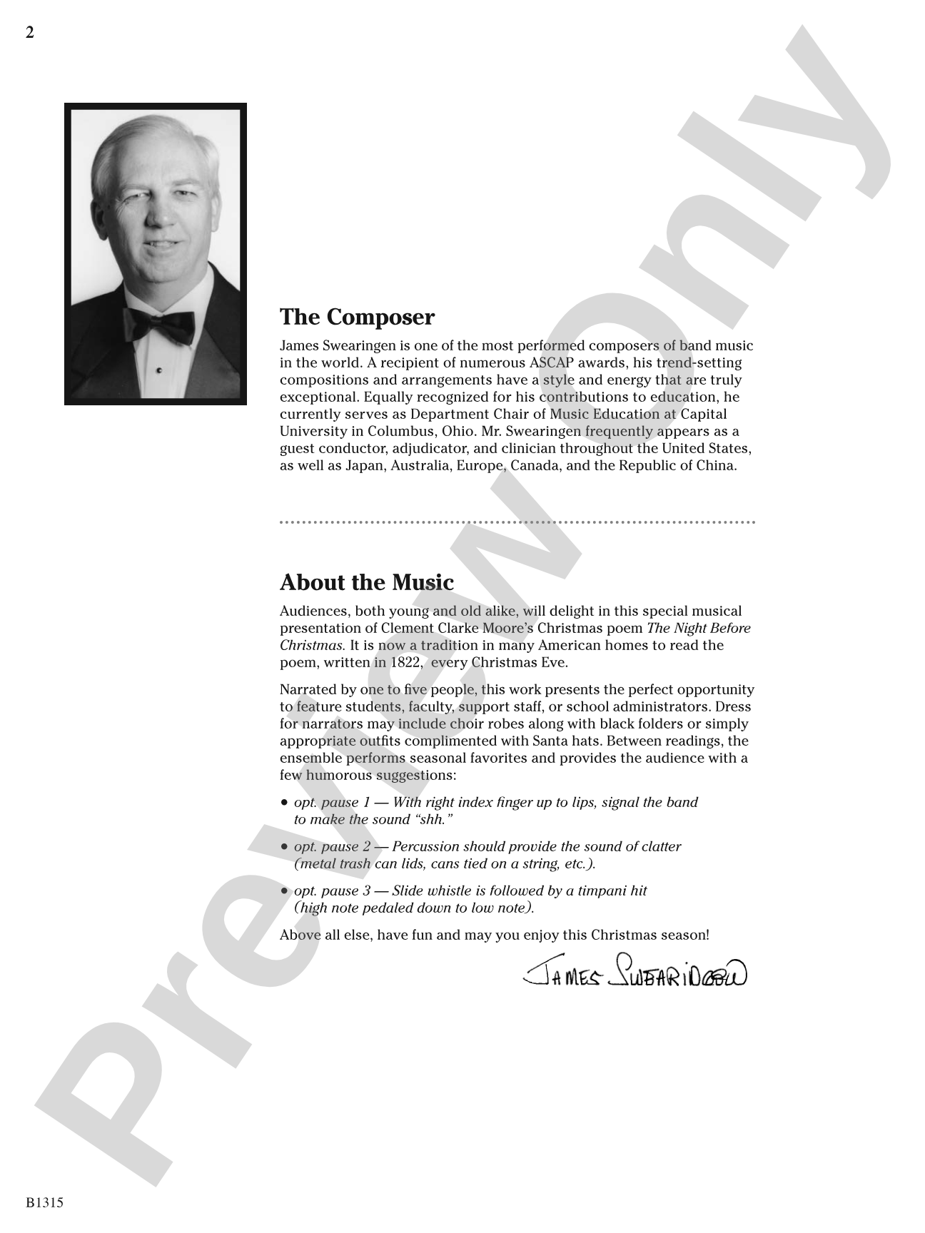 The Night Before Christmas (for Narration and Band): Concert Band Conductor Score & Parts