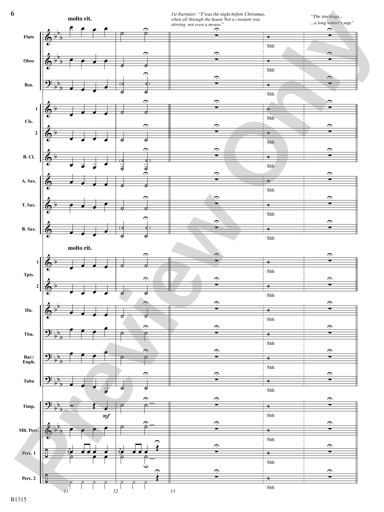 The Night Before Christmas (for Narration and Band): Concert Band Conductor Score & Parts