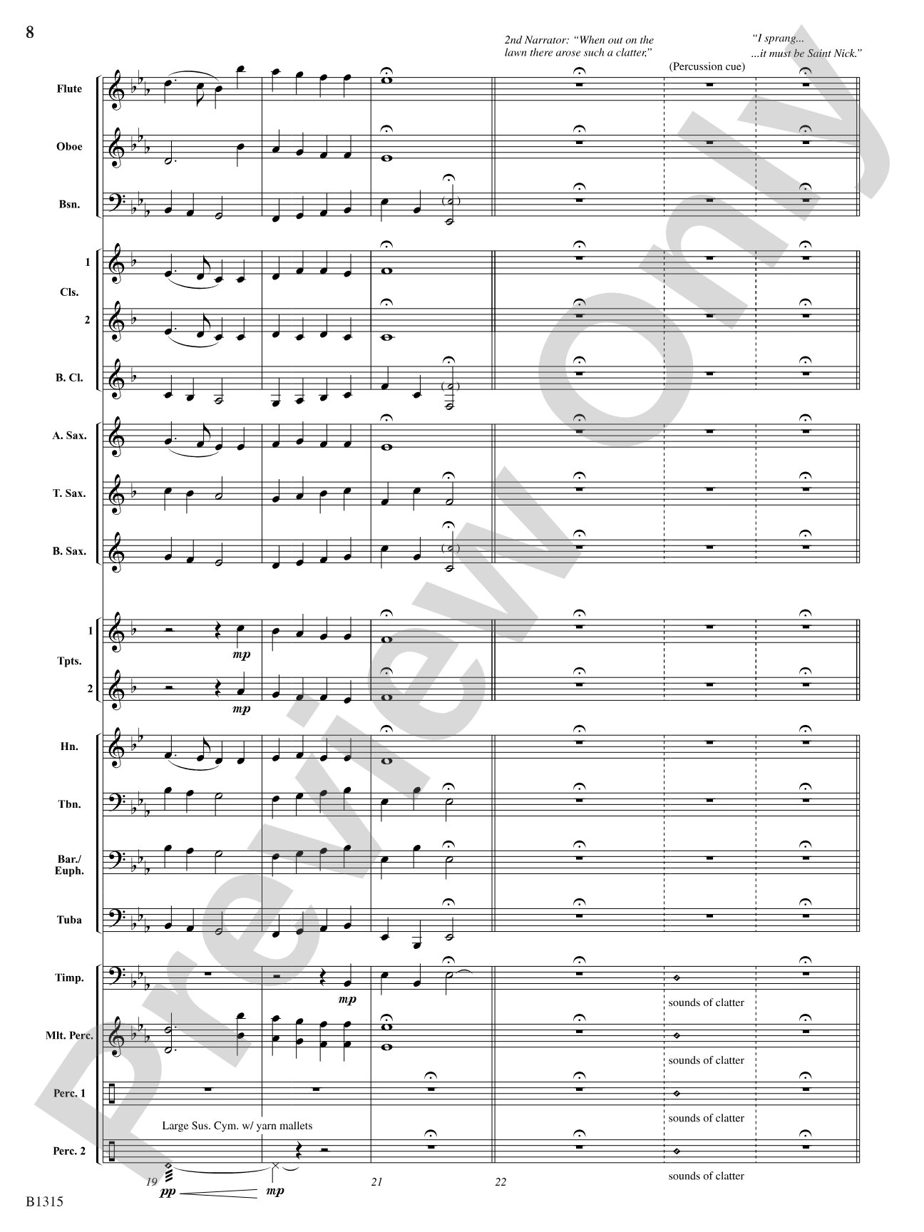The Night Before Christmas (for Narration and Band): Concert Band Conductor Score & Parts