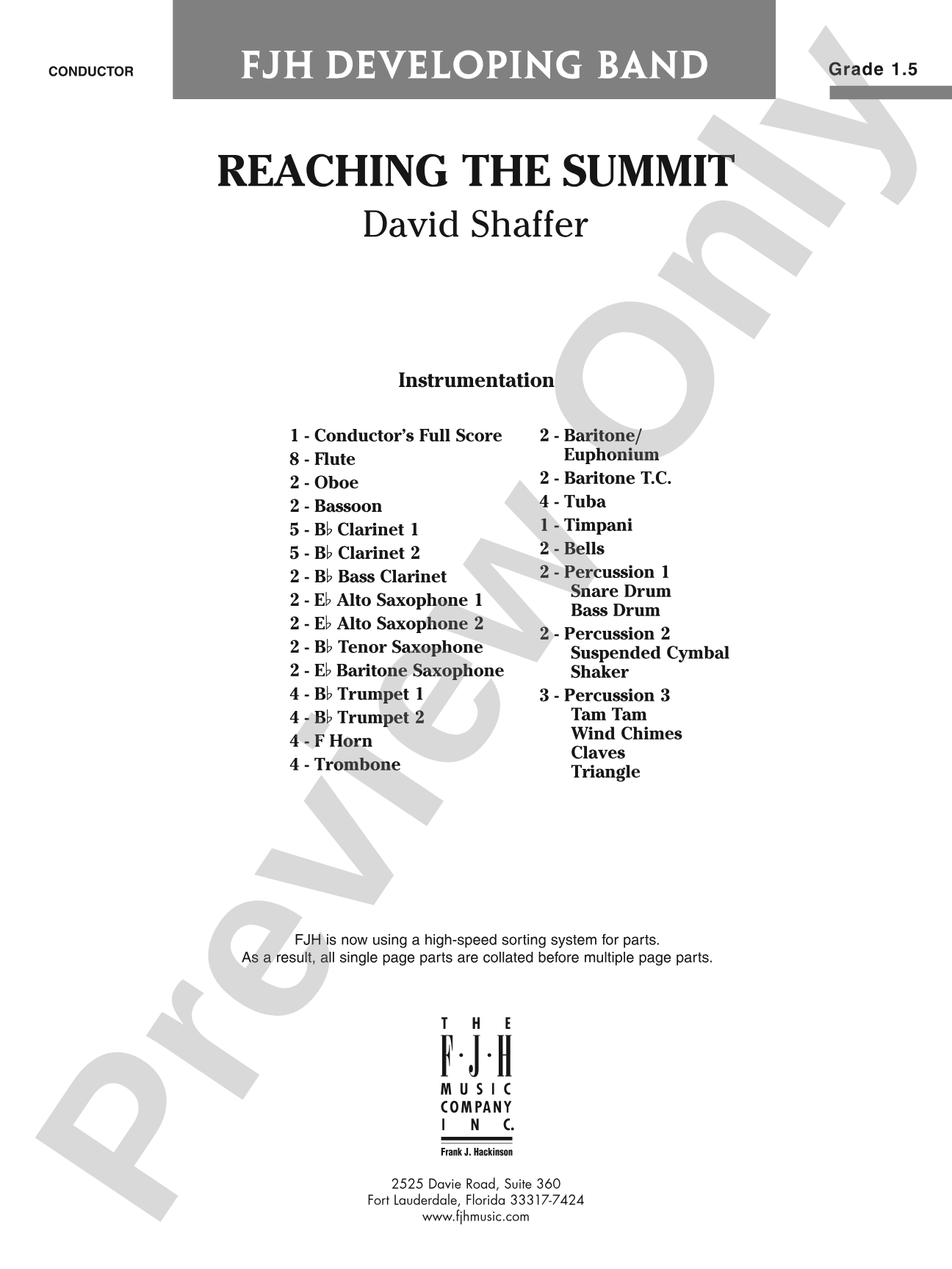 Reaching the Summit: Concert Band Conductor Score & Parts
