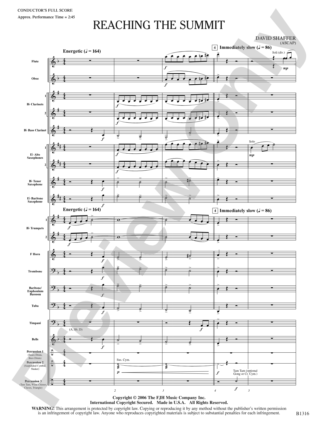 Reaching the Summit: Concert Band Conductor Score & Parts