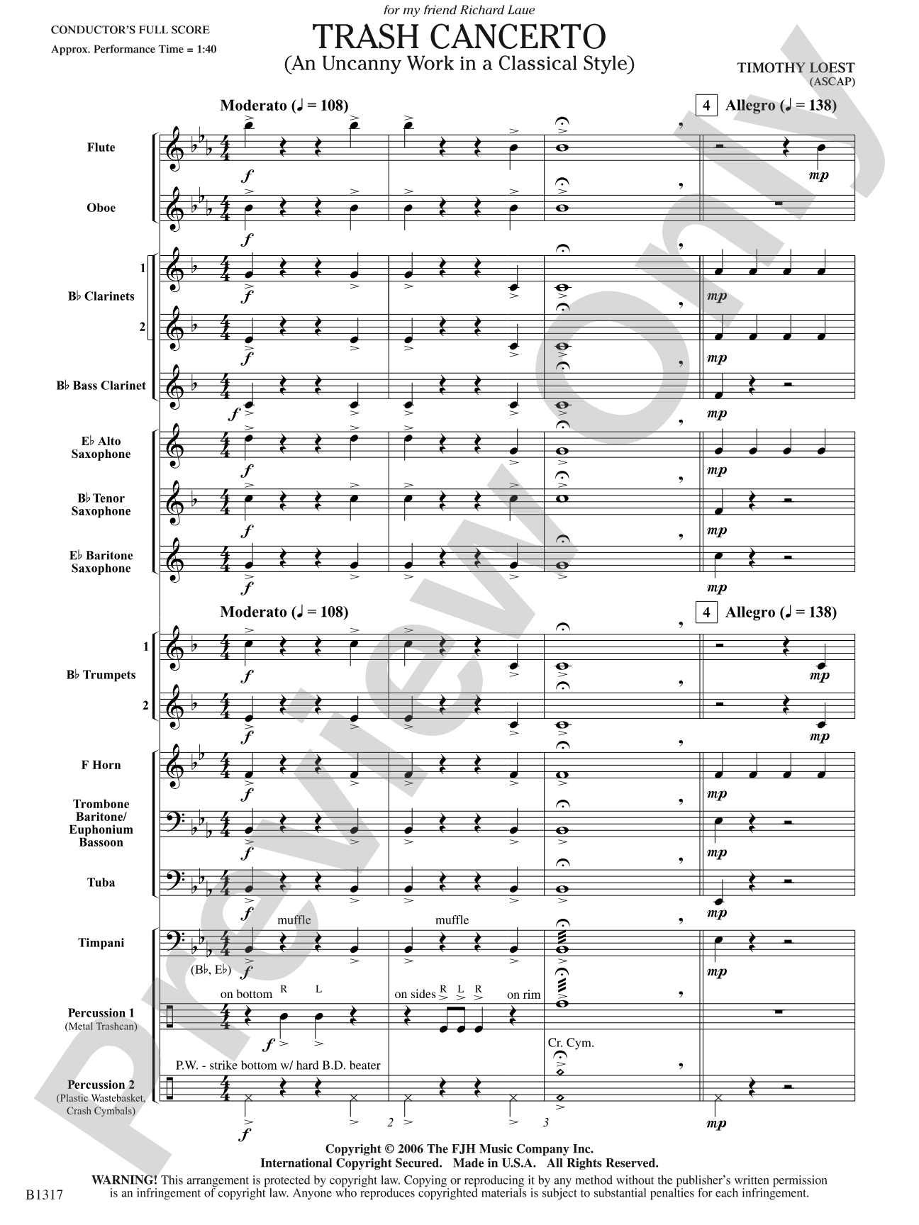 Trash Cancerto (An Uncanny Work in a Classical Style): Concert Band Conductor Score & Parts