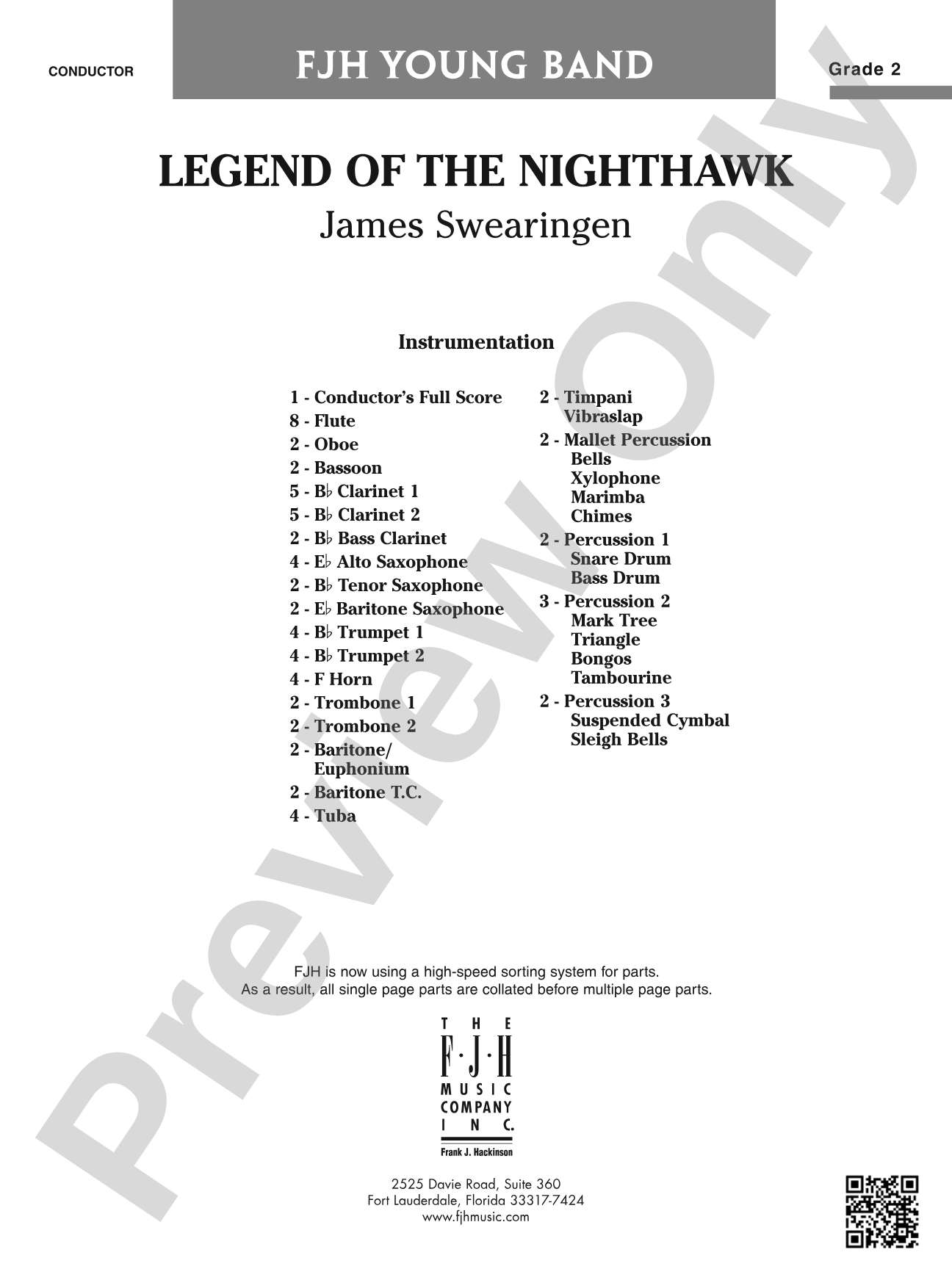 Legend of the Nighthawk: Concert Band Conductor Score & Parts