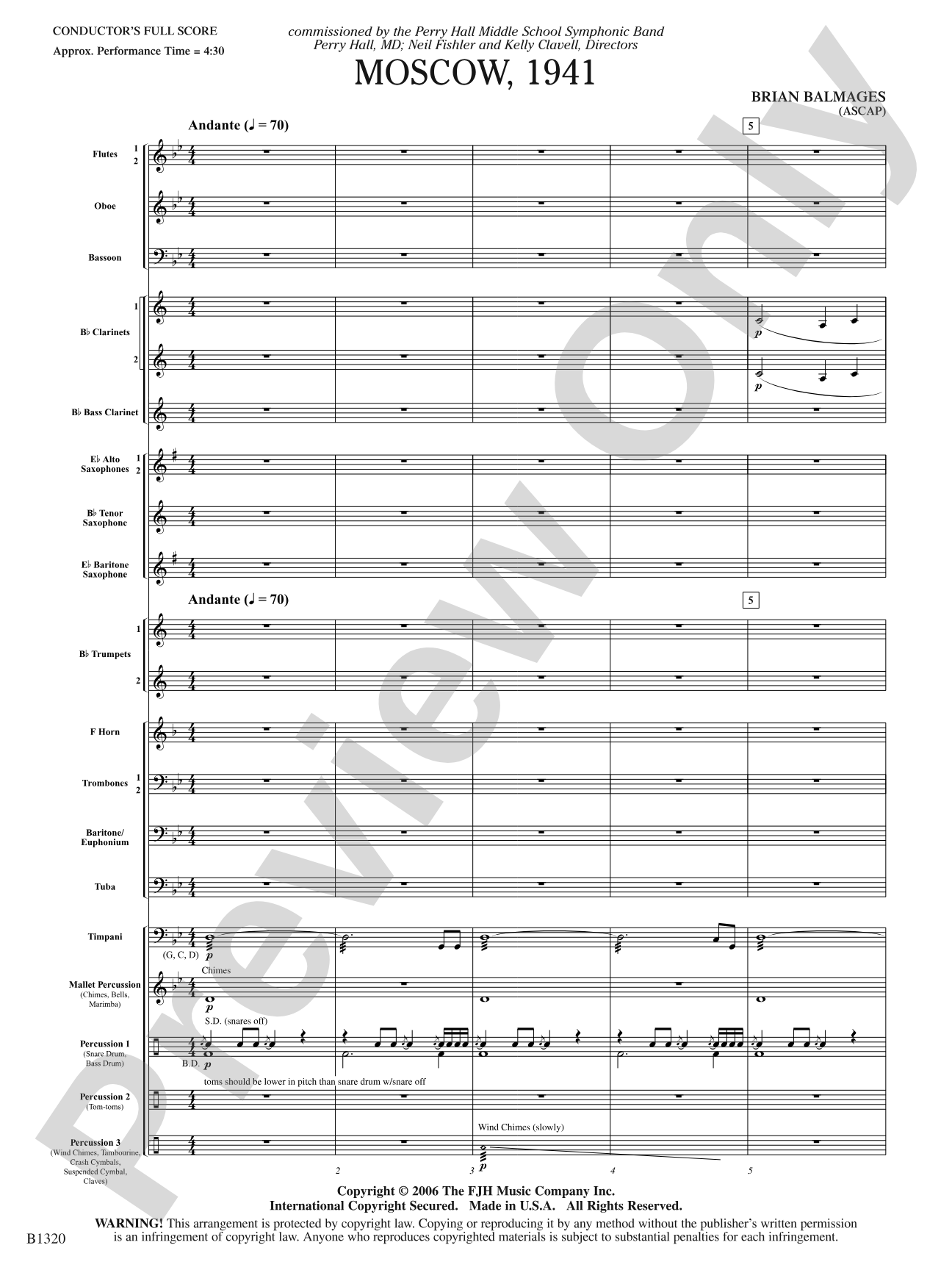 Moscow, 1941: Concert Band Conductor Score & Parts