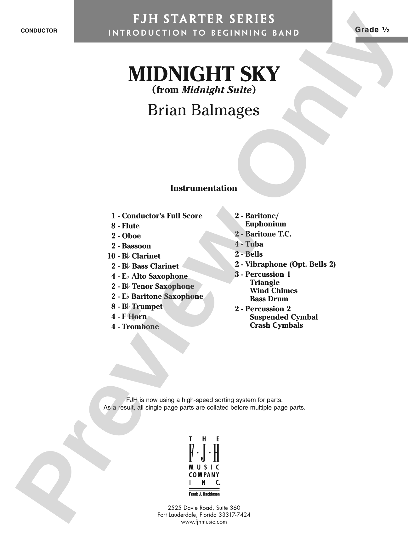 Midnight Sky (from Midnight Suite): Concert Band Conductor Score & Parts