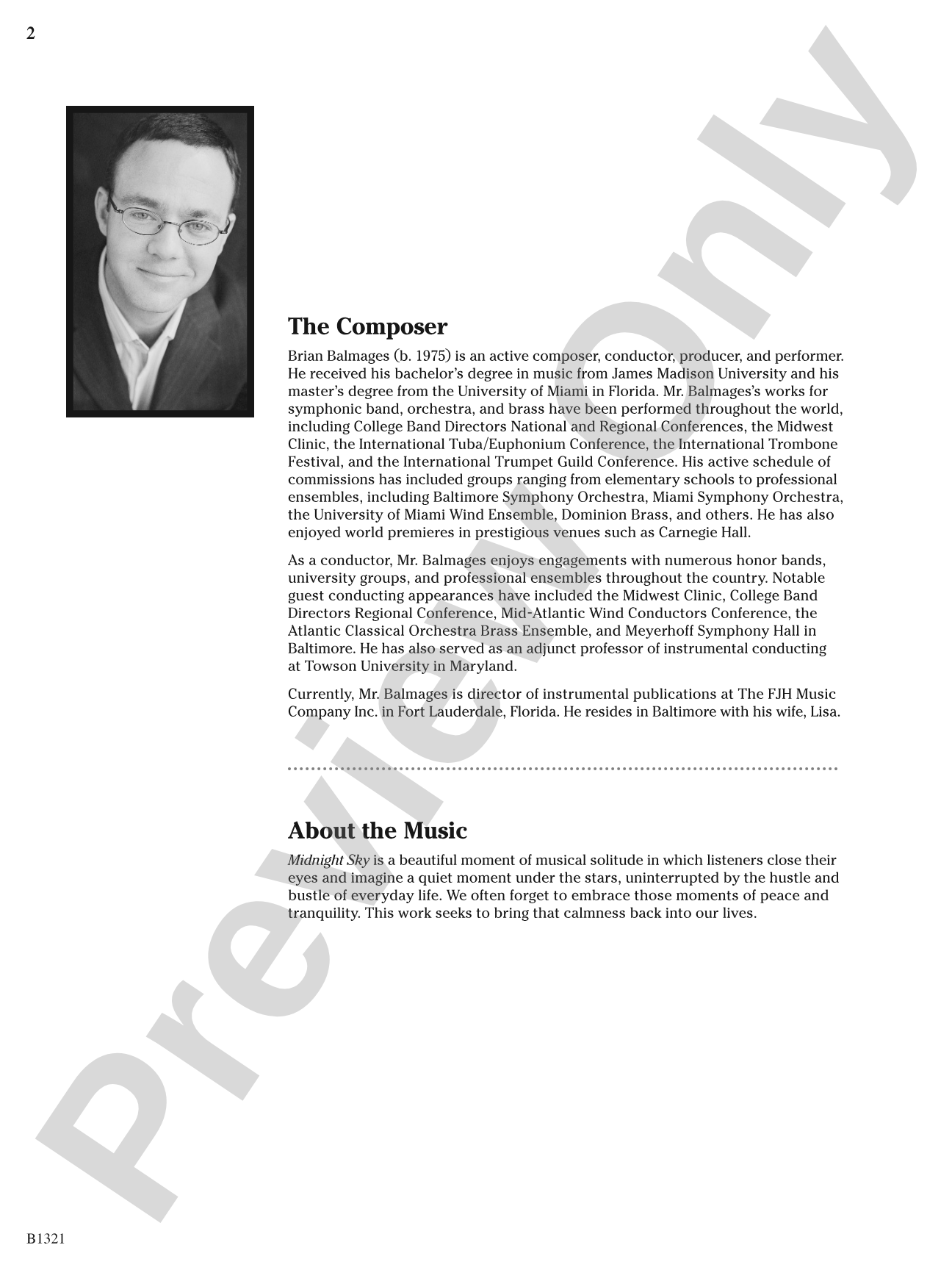 Midnight Sky (from Midnight Suite): Concert Band Conductor Score & Parts