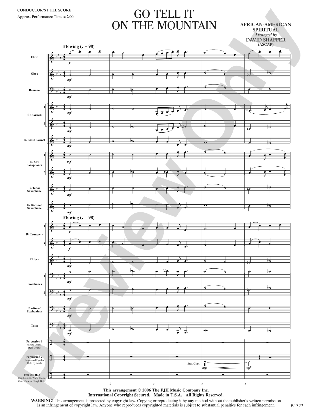 Go Tell It on the Mountain: Concert Band Conductor Score & Parts