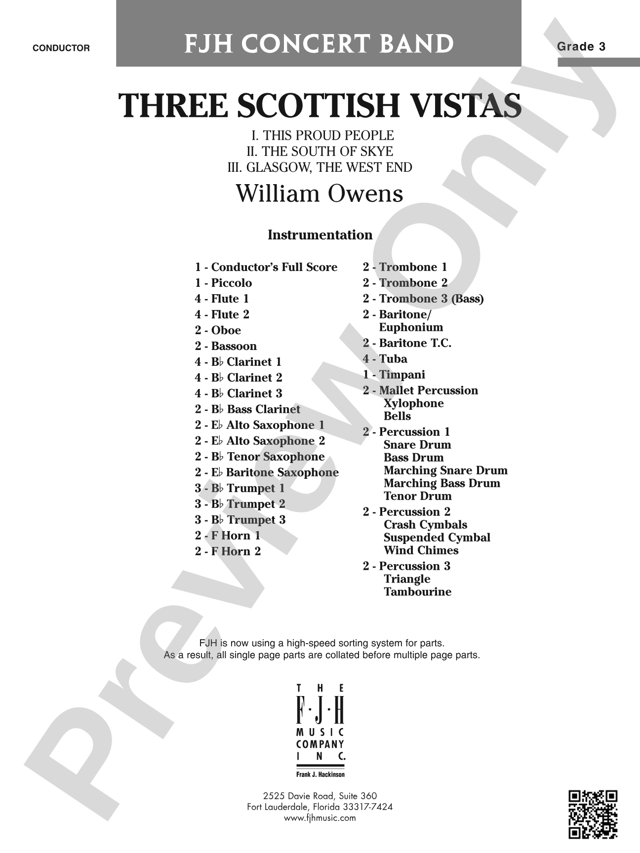 Three Scottish Vistas: Concert Band Conductor Score & Parts