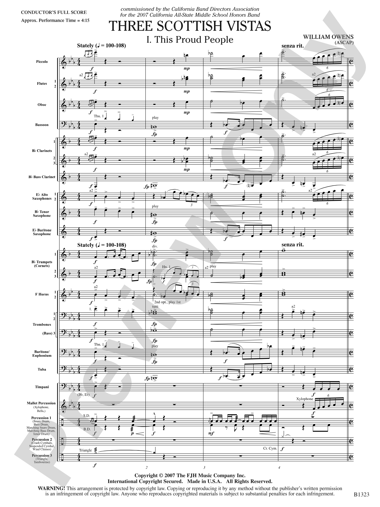 Three Scottish Vistas: Concert Band Conductor Score & Parts