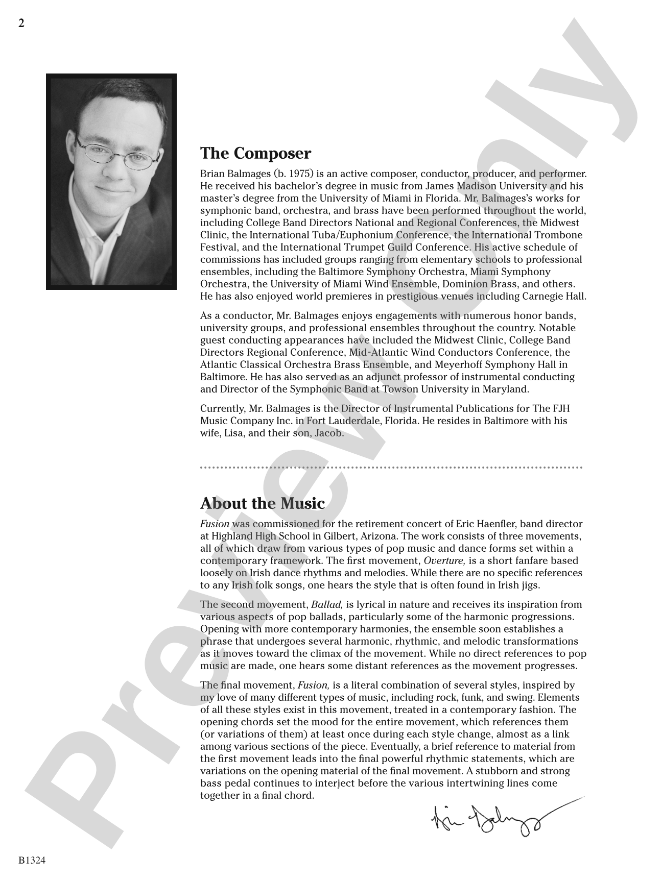 Fusion: Concert Band Conductor Score & Parts