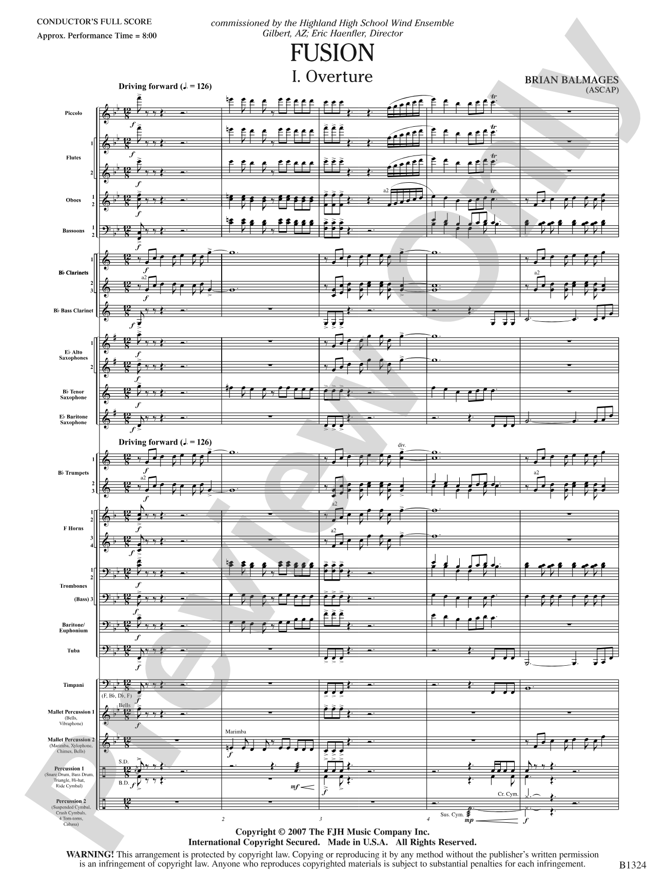 Fusion: Concert Band Conductor Score & Parts